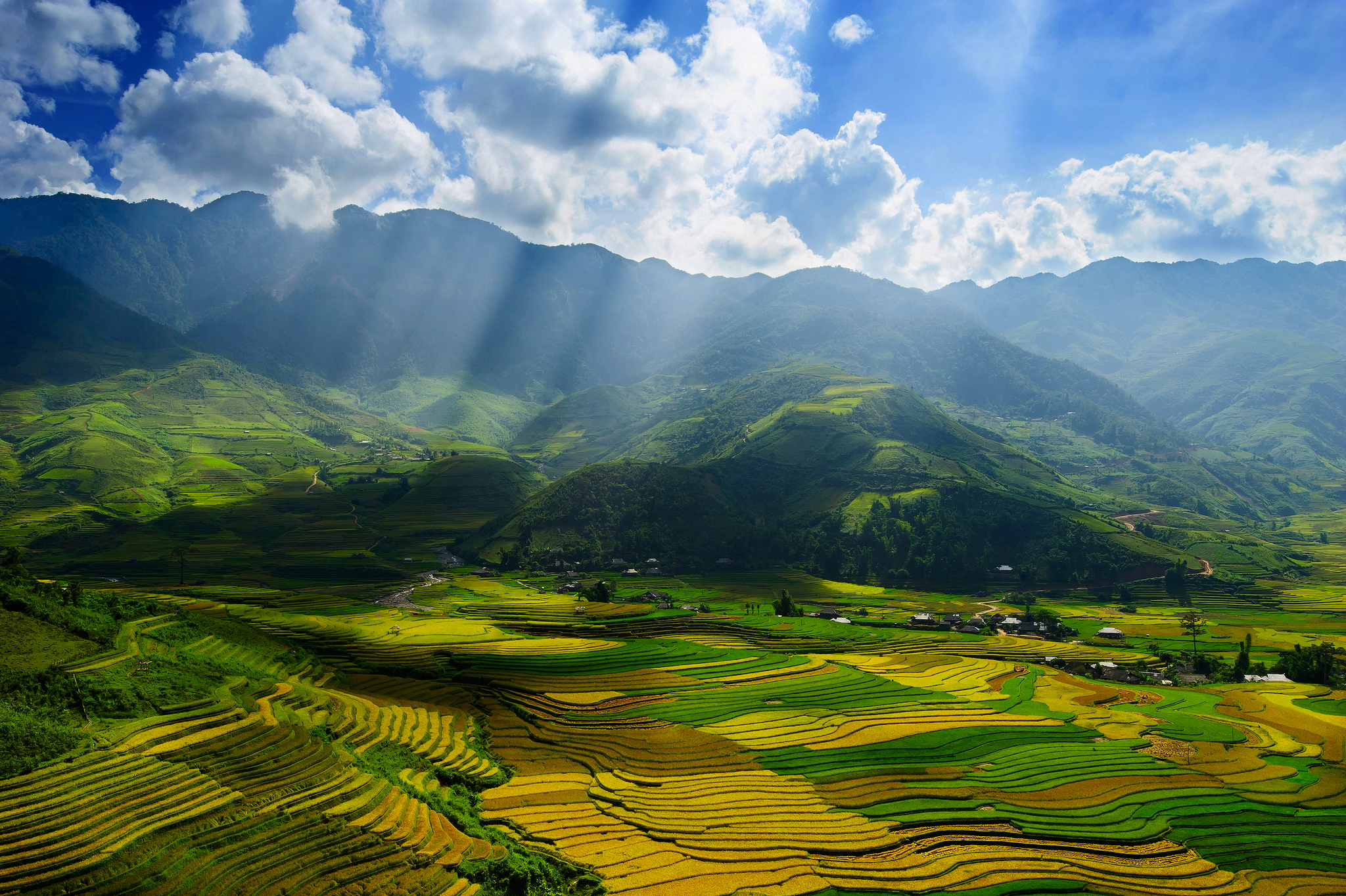 580029 скачать обои пейзаж, фотографии, поле, вьетнам, солнечный свет, солнечный луч - заставки и картинки бесплатно