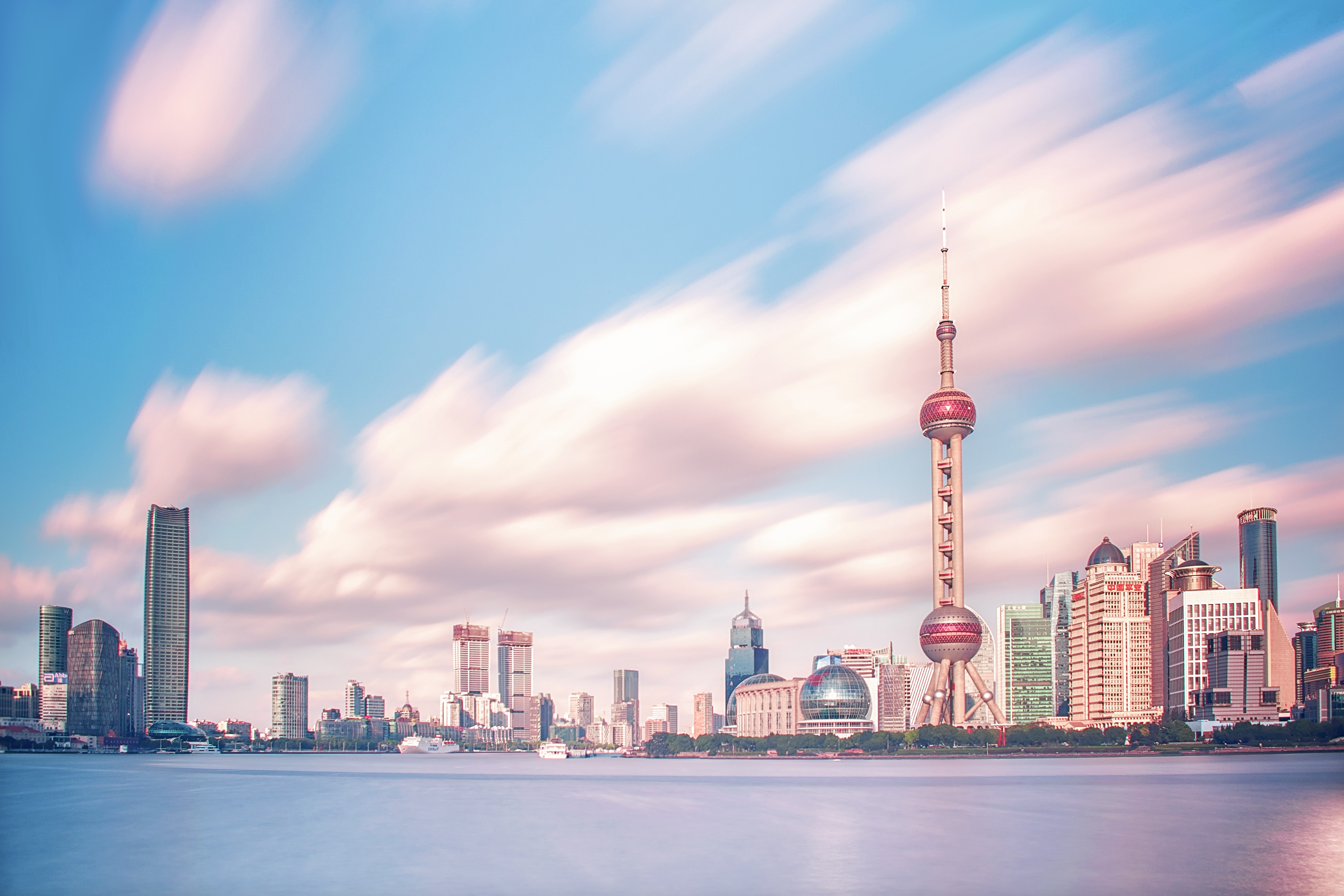 Download mobile wallpaper Cities, City, Skyscraper, Shanghai, Skyline, Man Made, Oriental Pearl Tower for free.