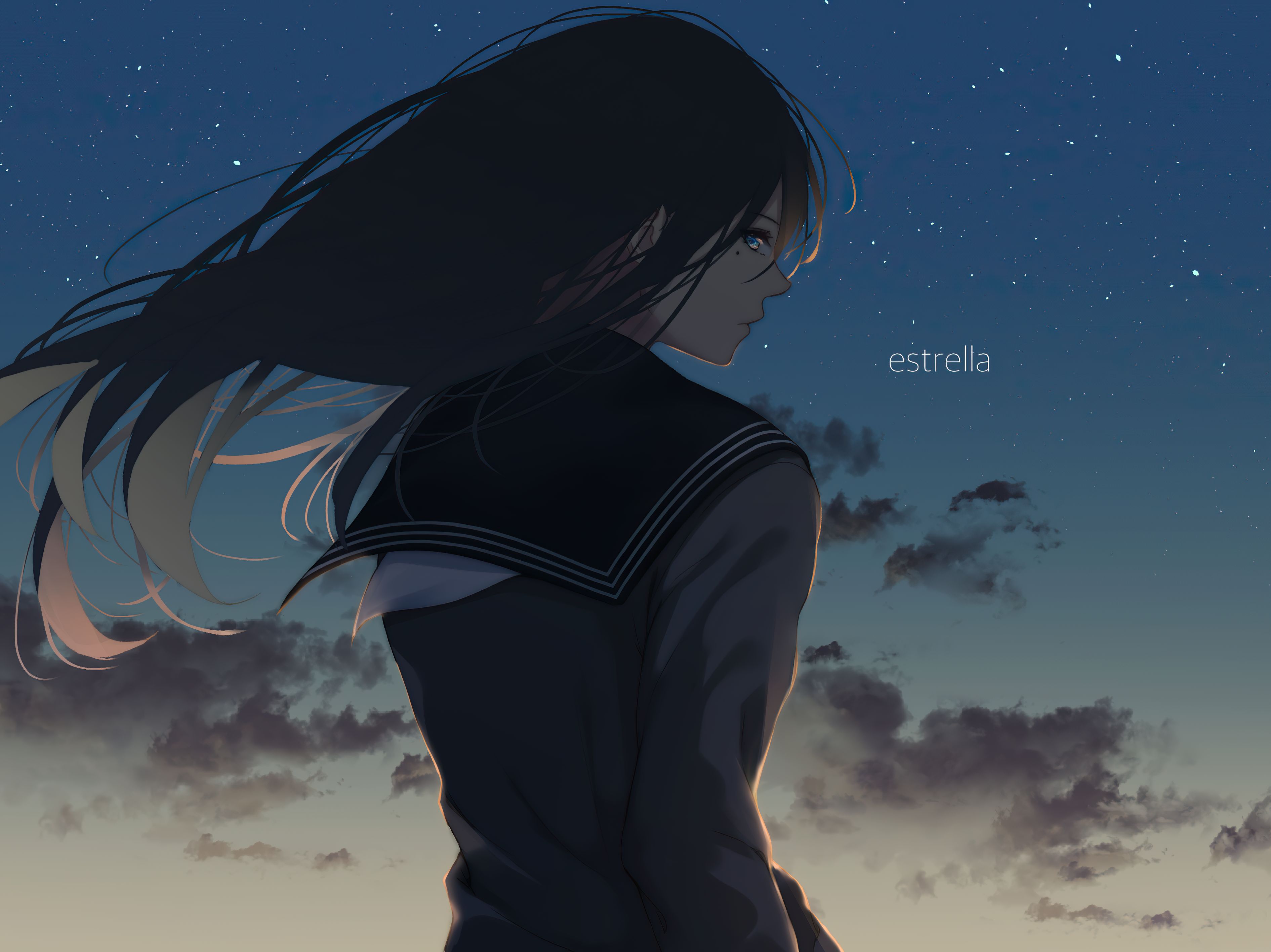 Free download wallpaper Anime, Sky, Cloud, Original, Long Hair on your PC desktop