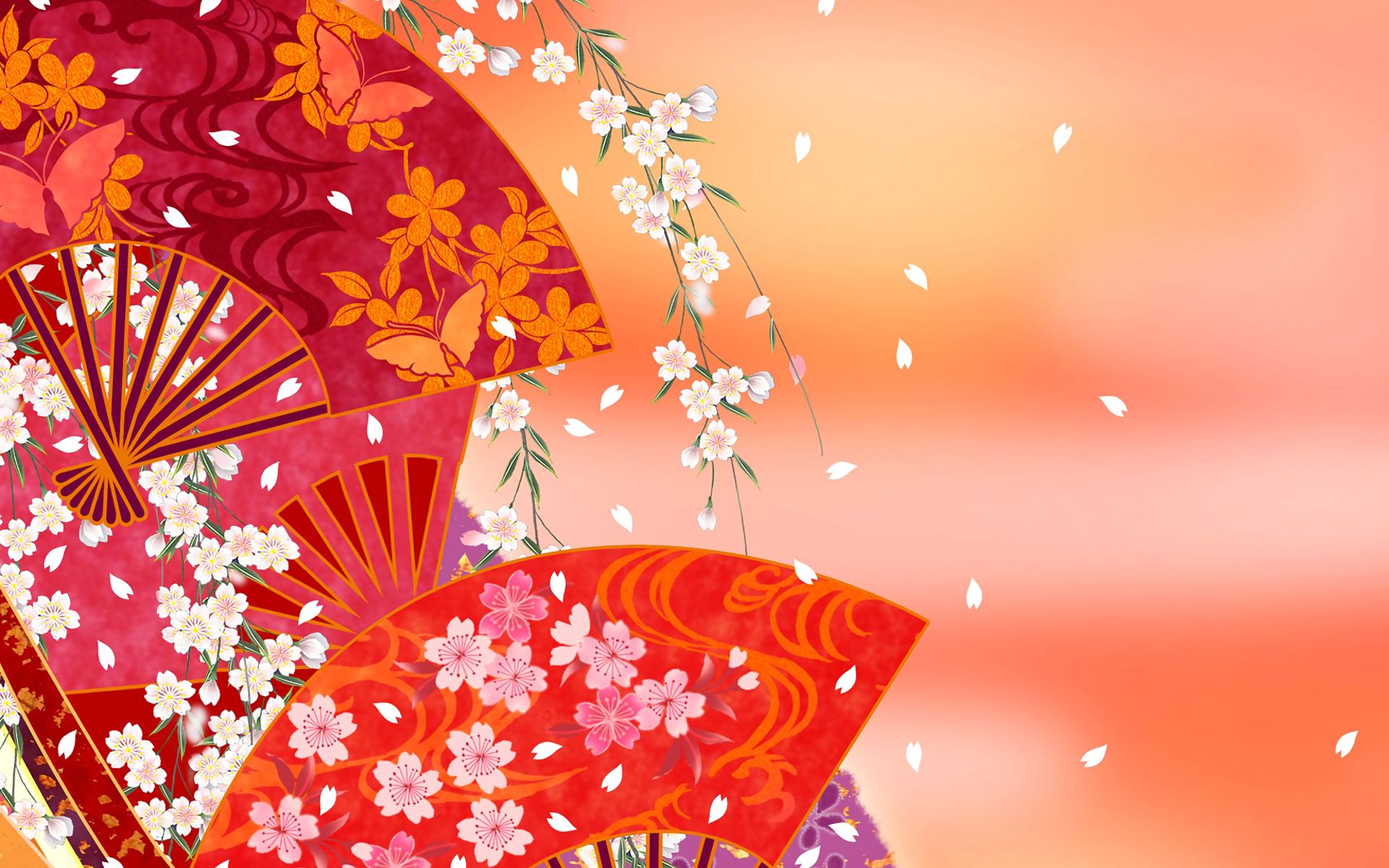 Download mobile wallpaper Colors, Artistic, Oriental, Fan, Japanese for free.