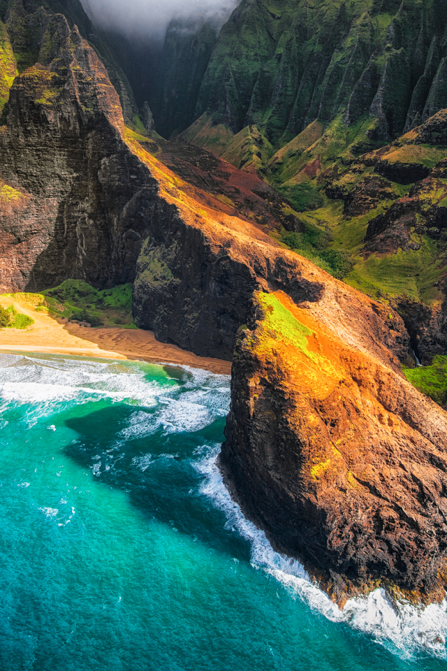 Download mobile wallpaper Sea, Coast, Ocean, Earth, Hawaii, Coastline, Kauai for free.