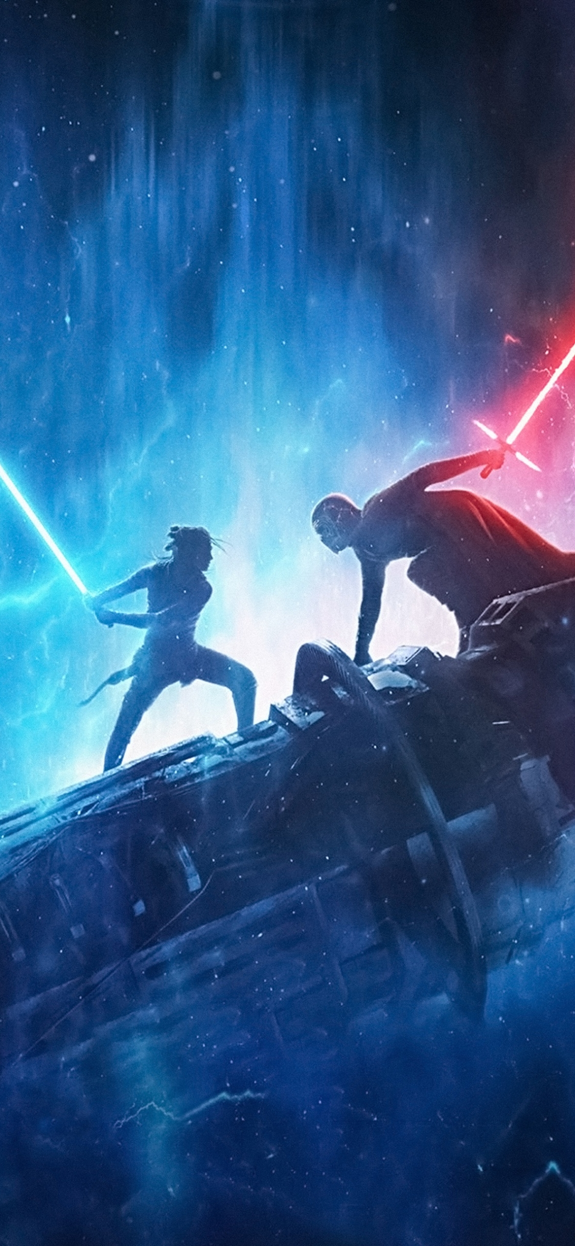 Download mobile wallpaper Star Wars, Lightsaber, Movie, Rey (Star Wars), Kylo Ren, Star Wars: The Rise Of Skywalker for free.