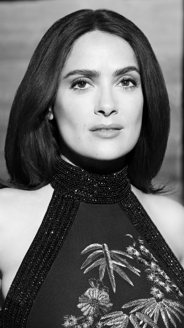 Download mobile wallpaper Salma Hayek, Celebrity, Mexican, Black & White, Actress for free.