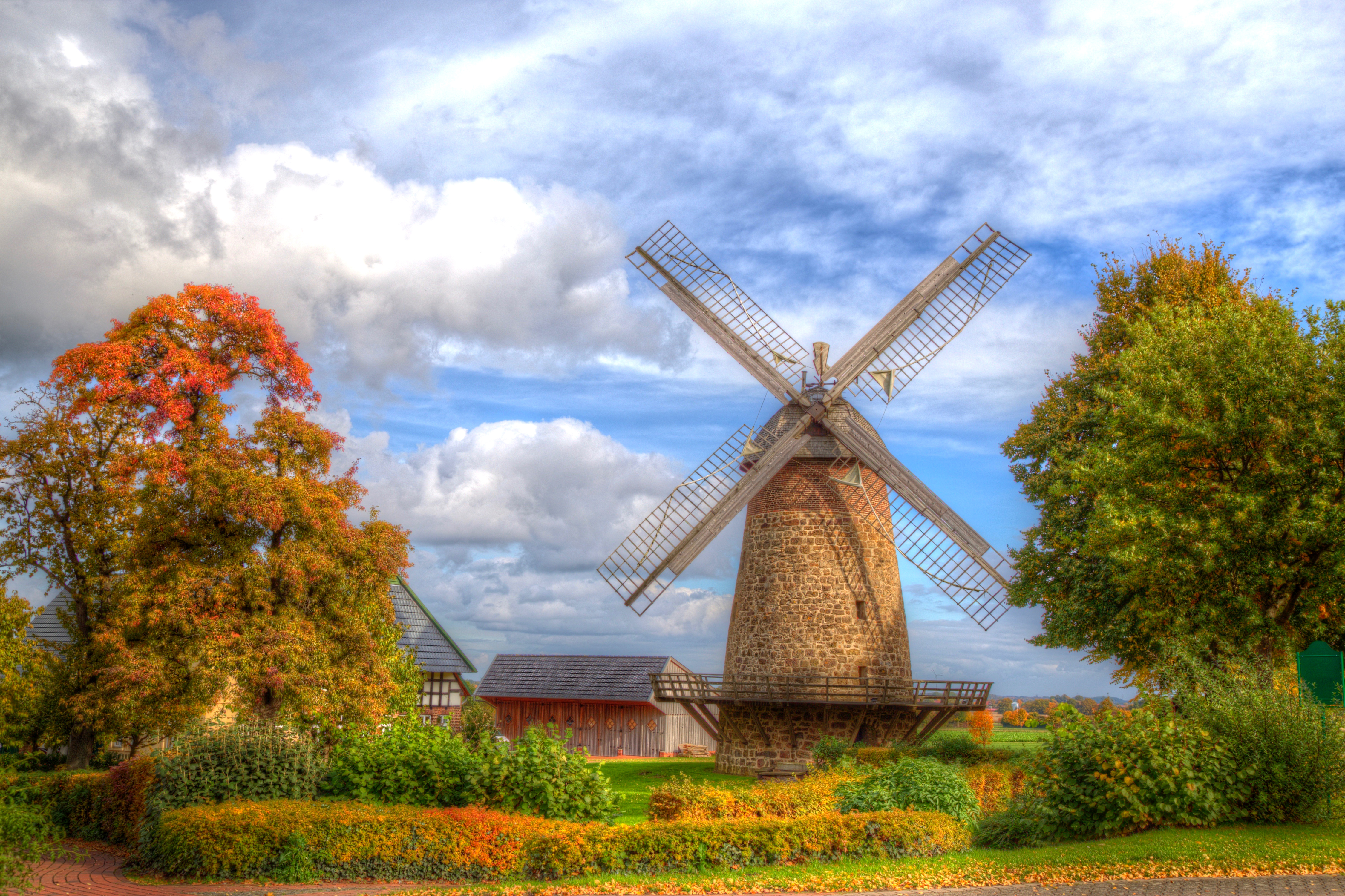 Free download wallpaper Hdr, Germany, Windmill, Man Made on your PC desktop