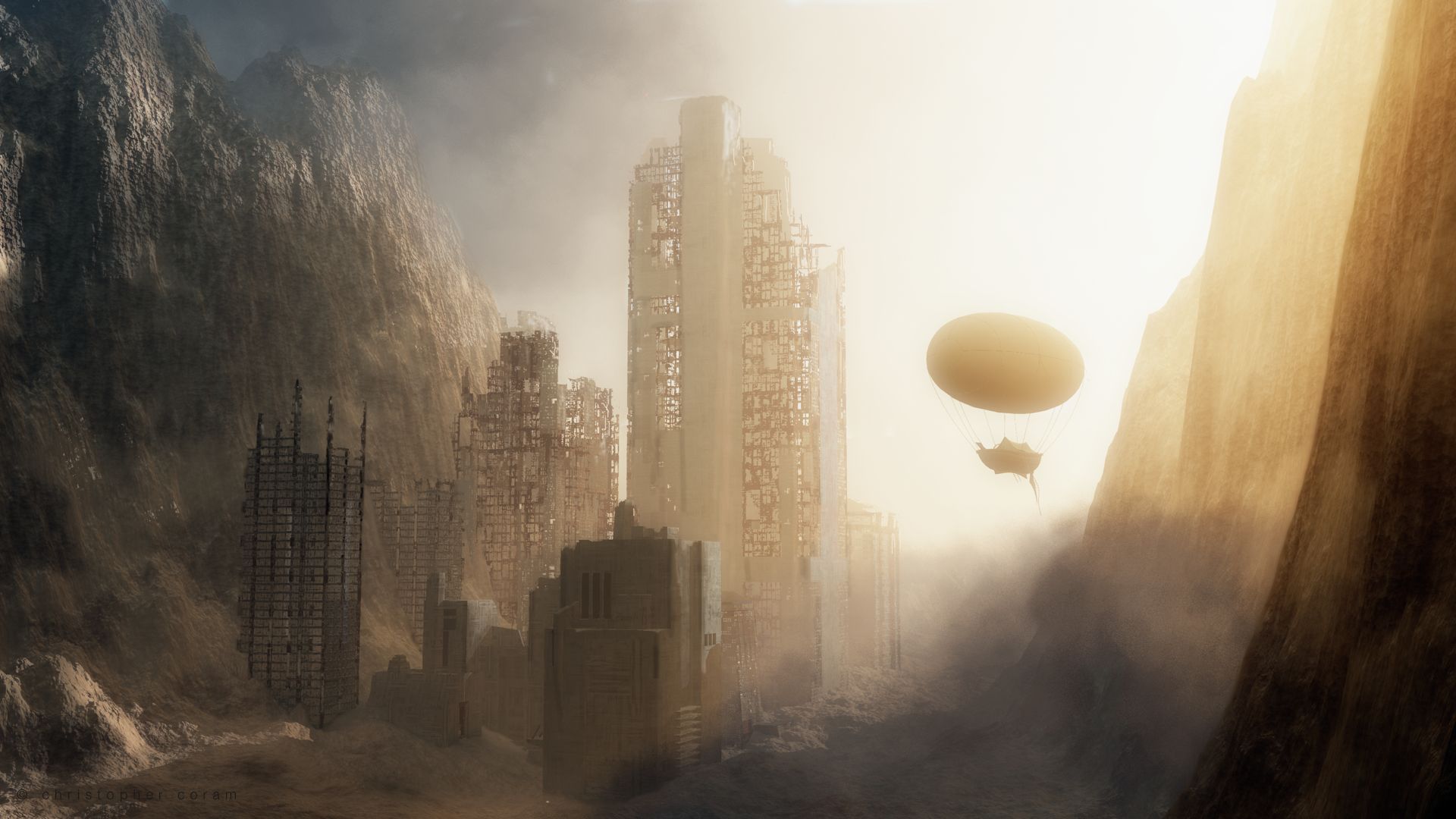 Baixar papel de parede para celular de Alienígena, Pós Apocalíptico, Steampunk, Areia, Espaço, Cidade, Ficção Científica gratuito.