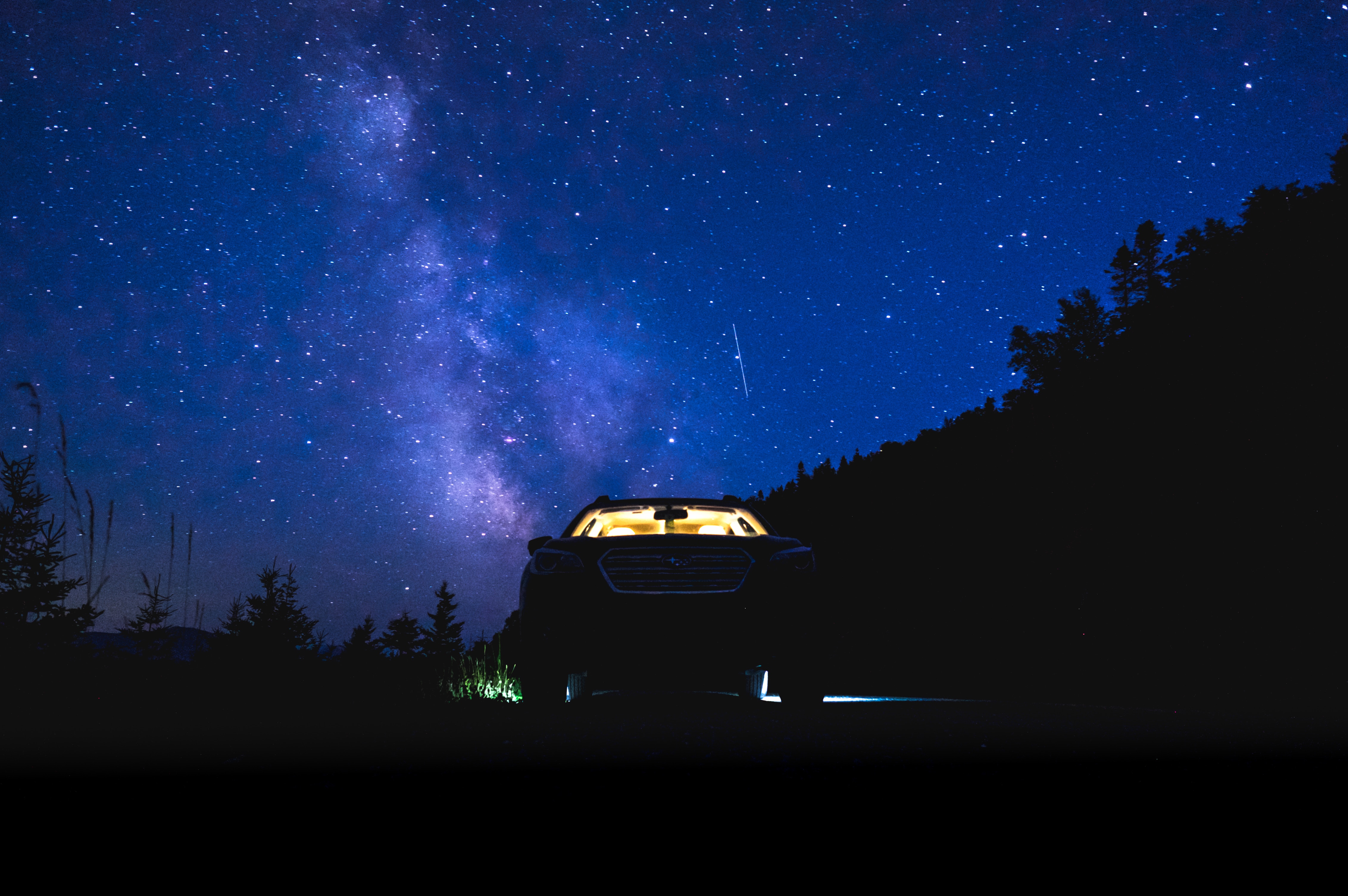 Download mobile wallpaper Nature, Starry Sky, Car, Night for free.