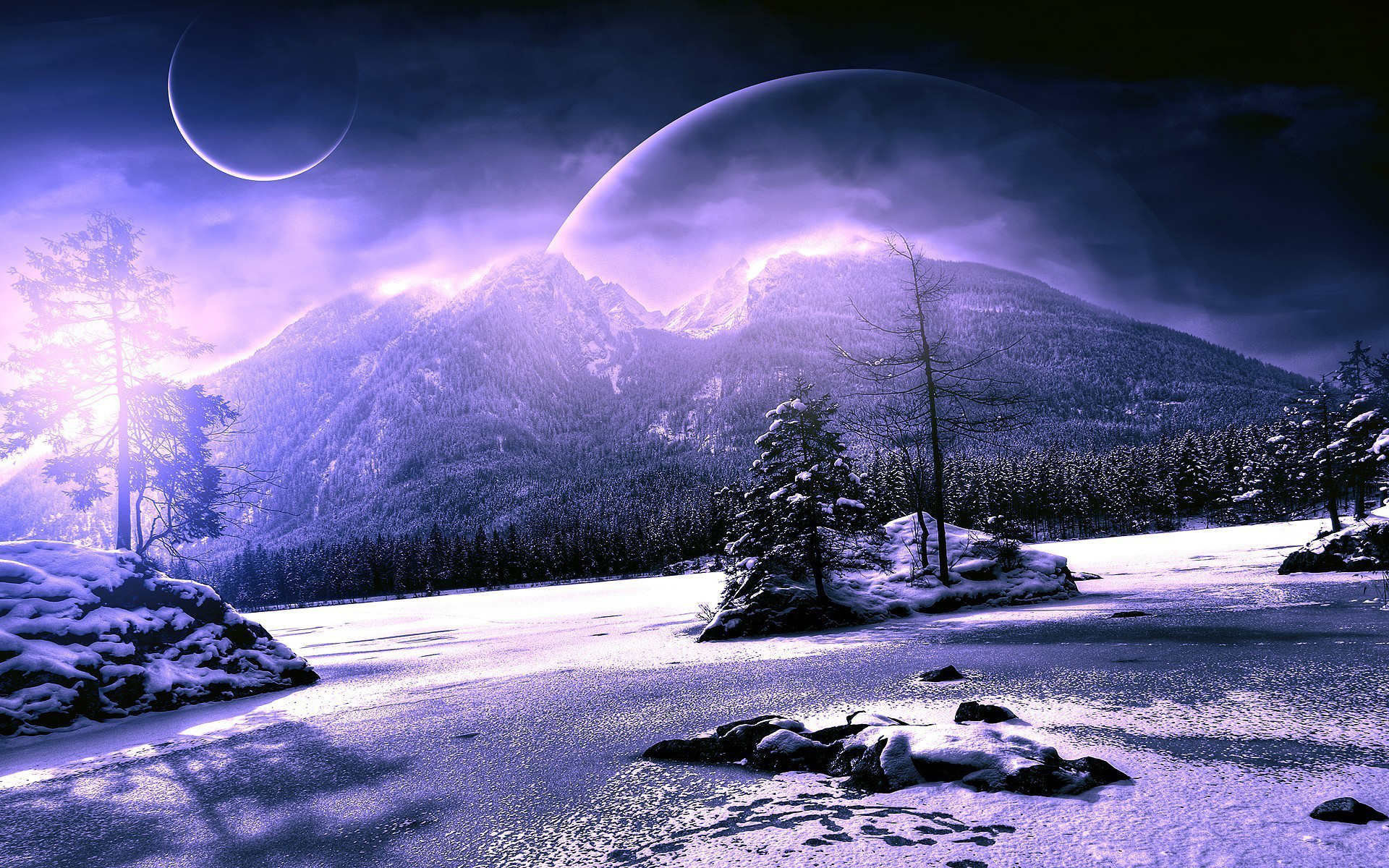 Free download wallpaper Landscape, Winter, Sci Fi on your PC desktop