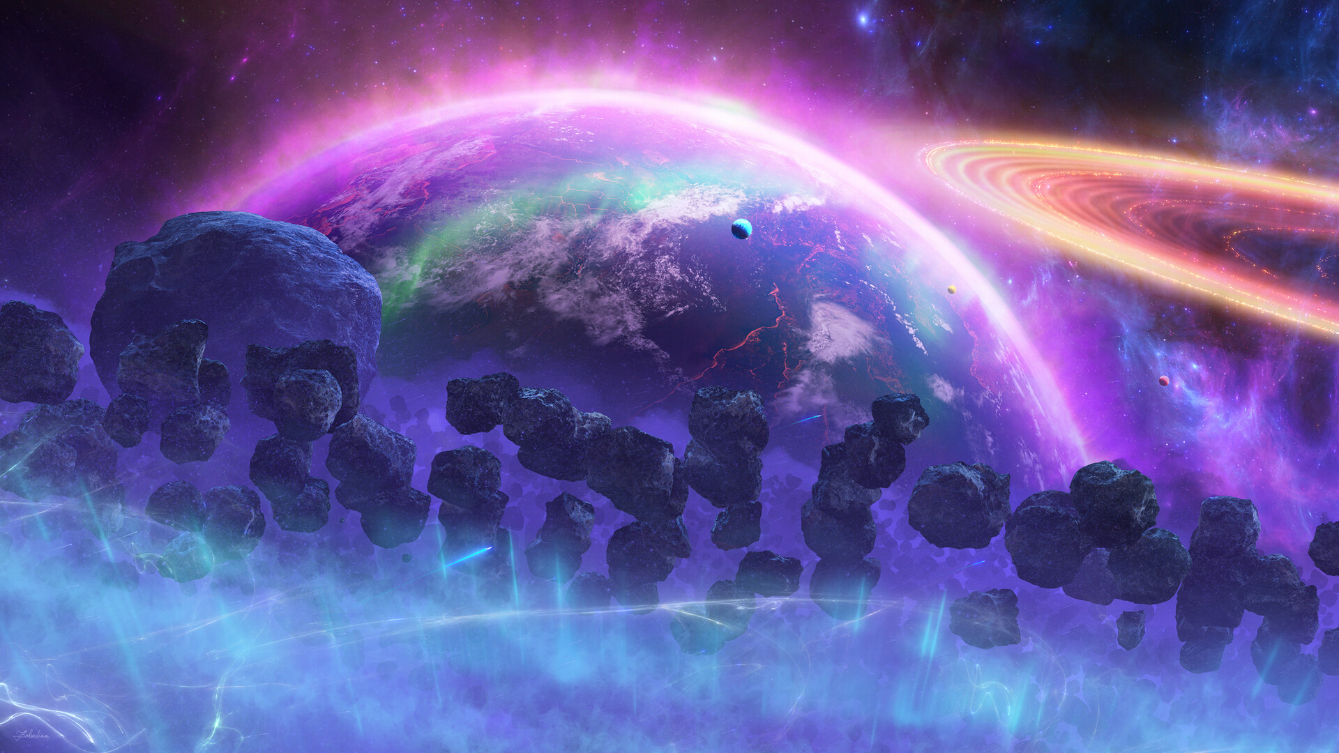 Free download wallpaper Space, Planet, Sci Fi, Asteroid, Planetary Ring on your PC desktop