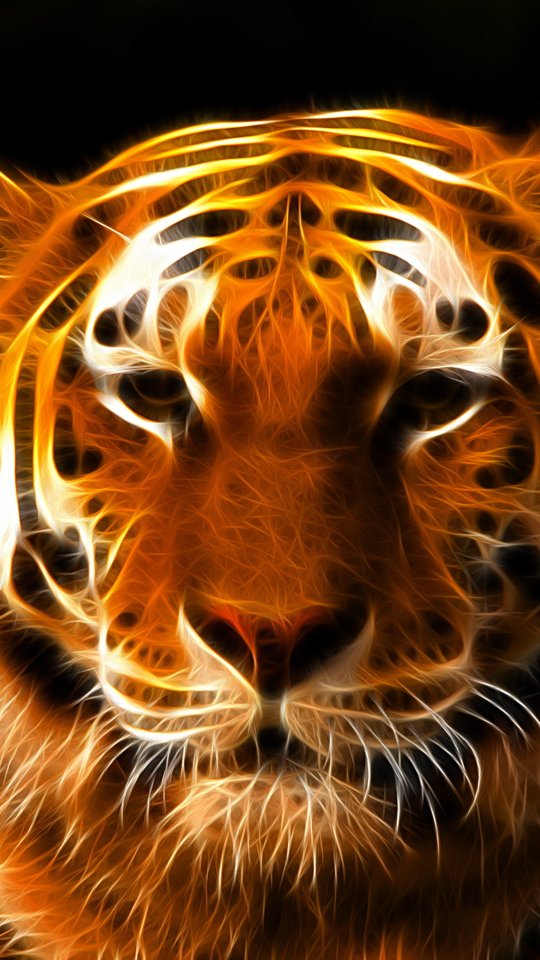 Download mobile wallpaper Cats, Fractal, Tiger, Animal for free.