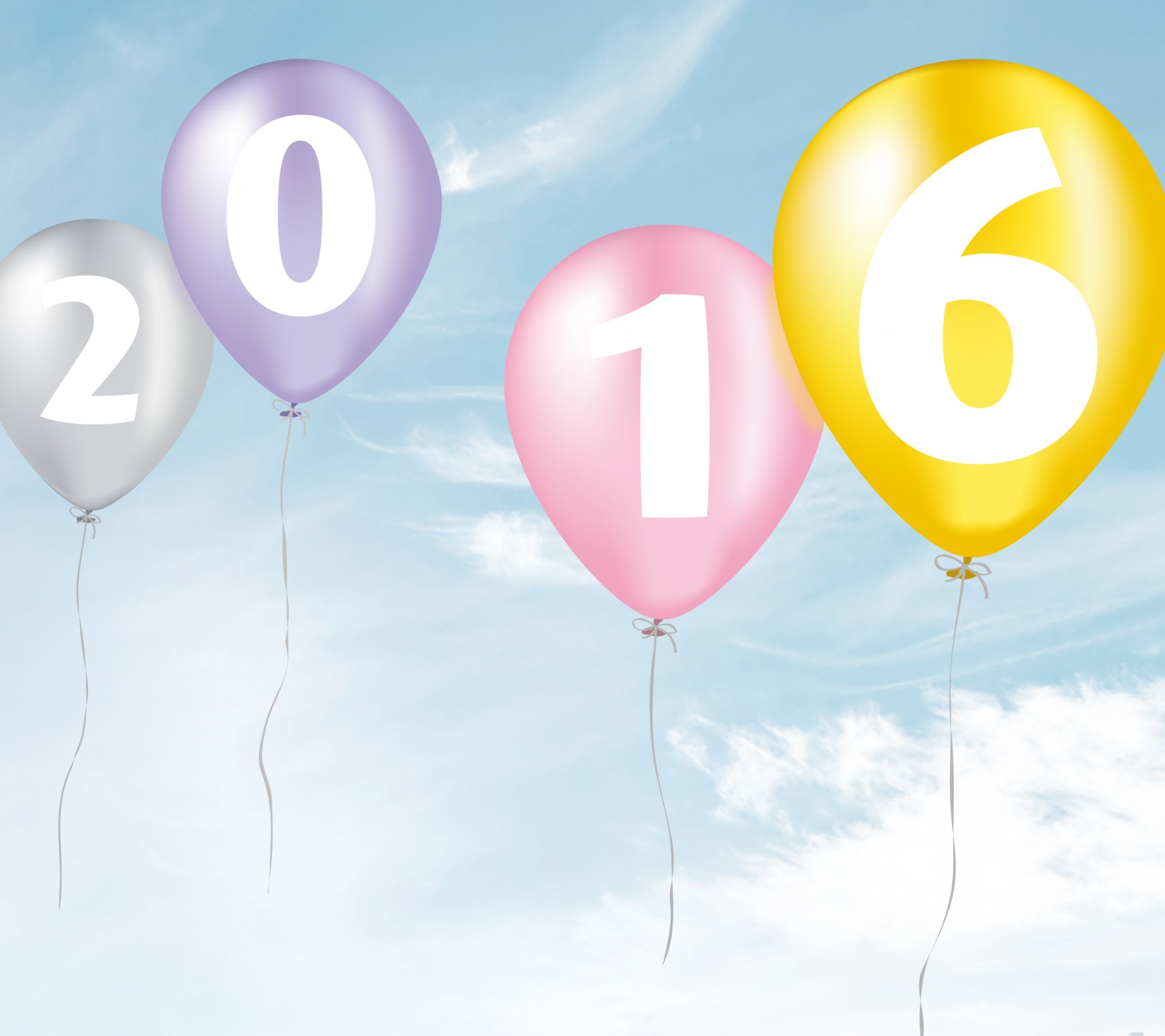 無料モバイル壁紙新年, バルーン, ホリデー, 2016年新年をダウンロードします。