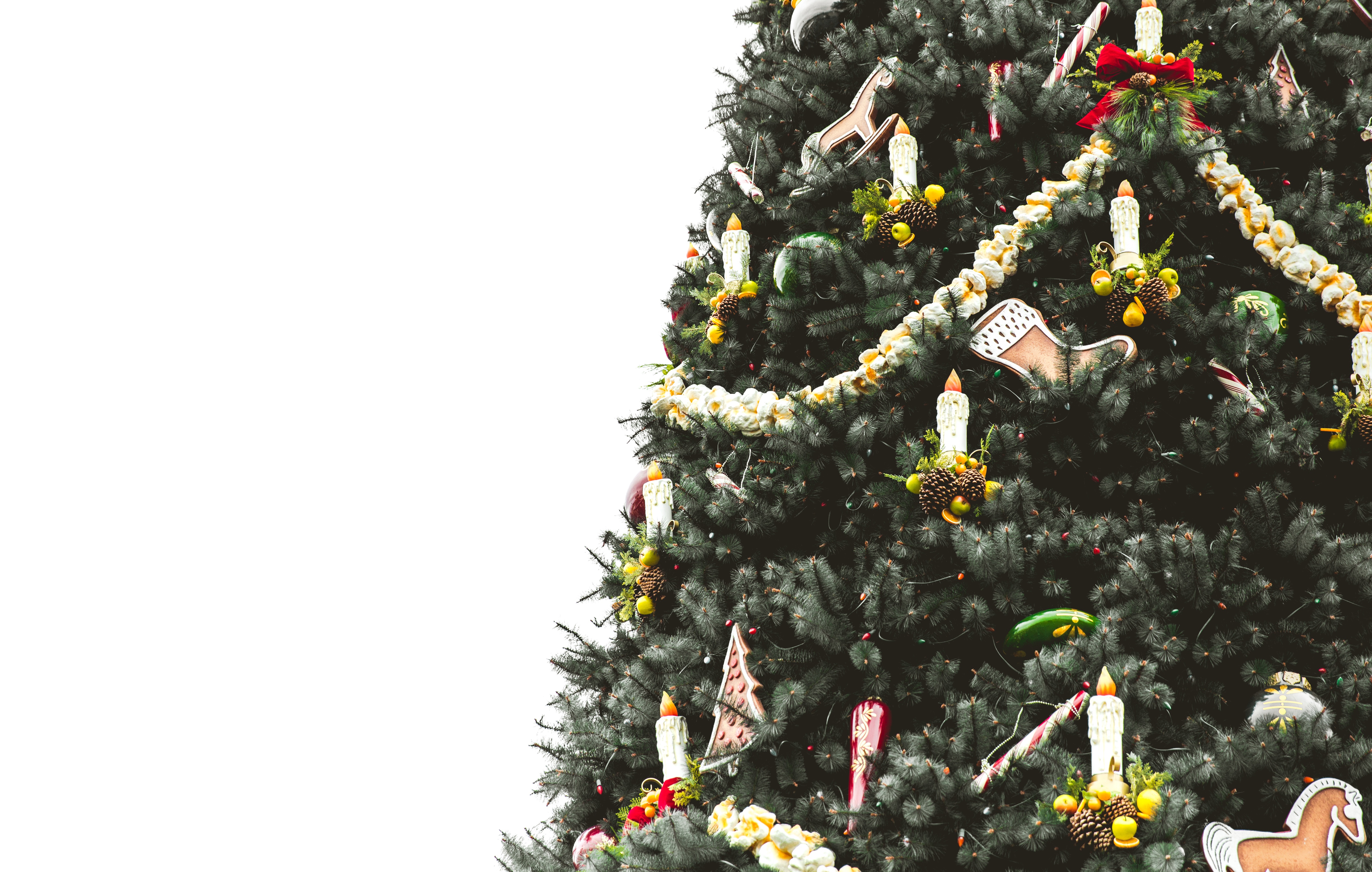 Скачать обои бесплатно Рождественская Елка, Праздники, Свечи, Украшения картинка на рабочий стол ПК