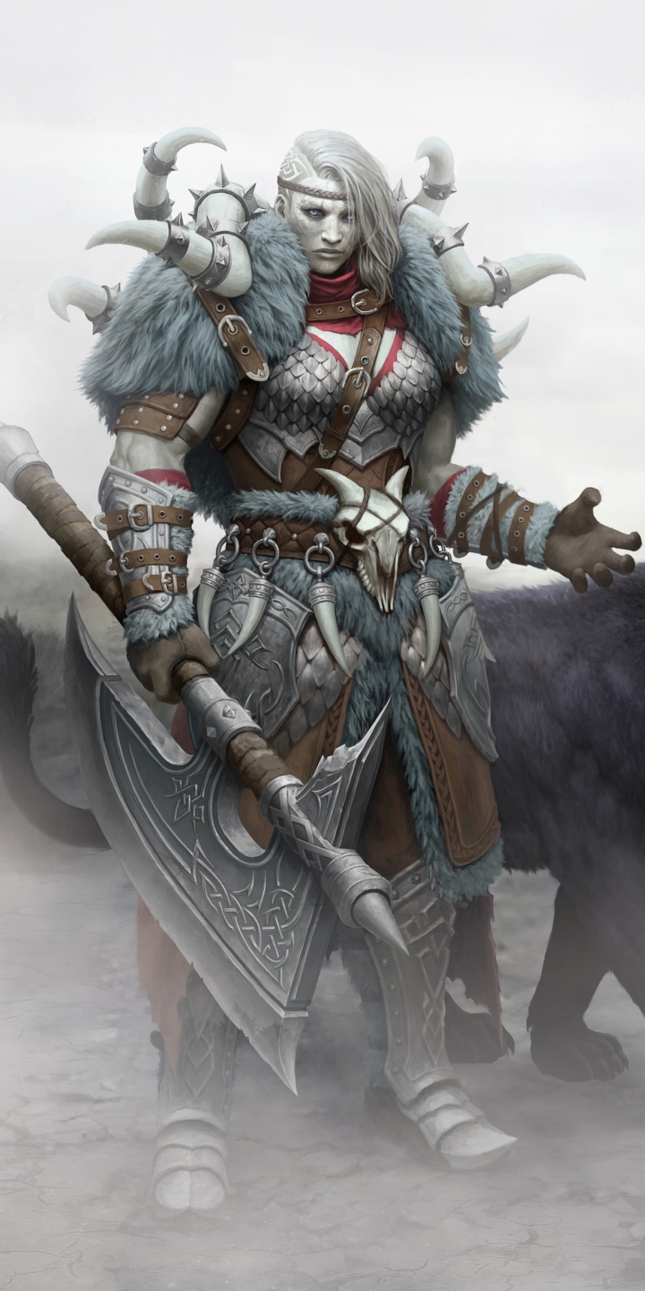 Download mobile wallpaper Fantasy, Axe, Woman Warrior, Viking for free.