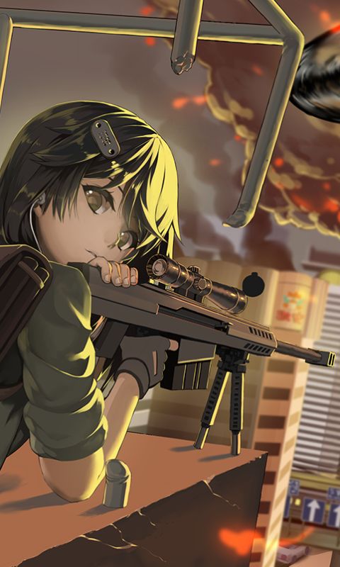 Download mobile wallpaper Anime, Weapon, Building, Military, Gun for free.