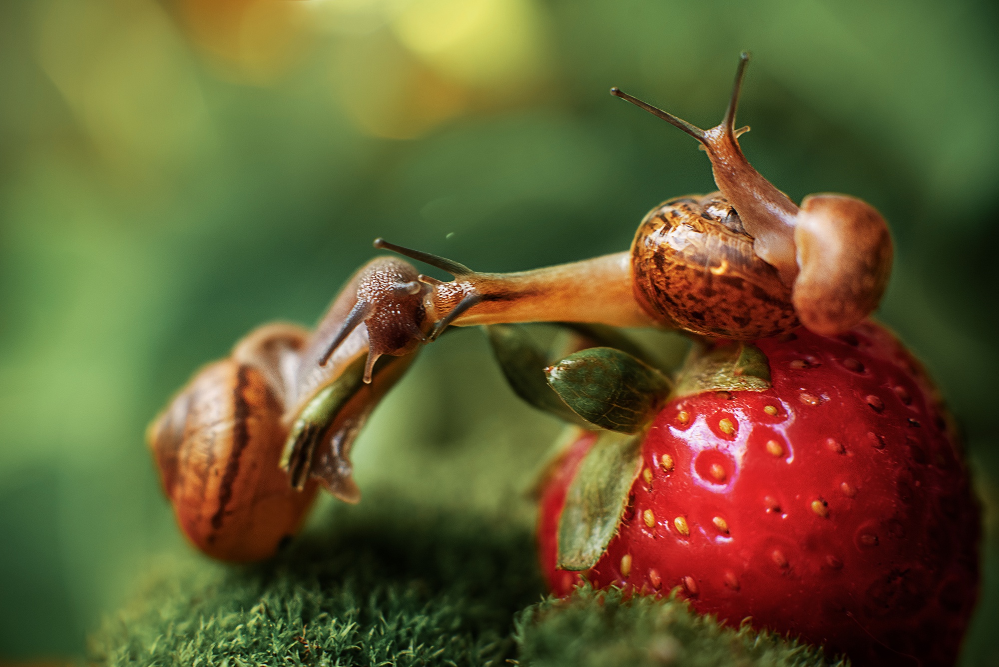 Laden Sie das Tiere, Erdbeere, Makro, Frucht, Schnecke-Bild kostenlos auf Ihren PC-Desktop herunter