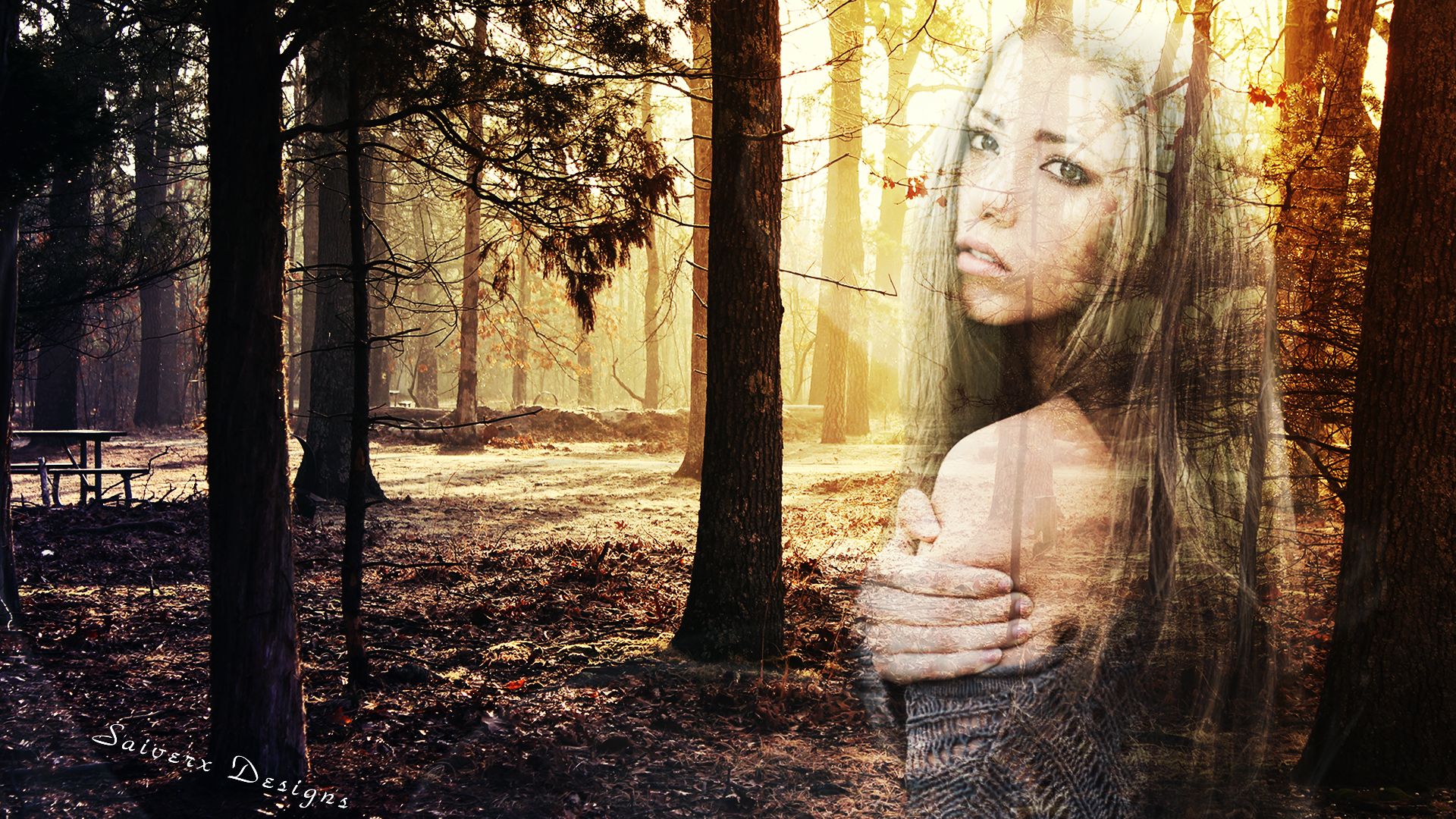 Free download wallpaper Wood, Forest, Design, Artistic, Model, Women, Ghost, Saiverxdesigns on your PC desktop