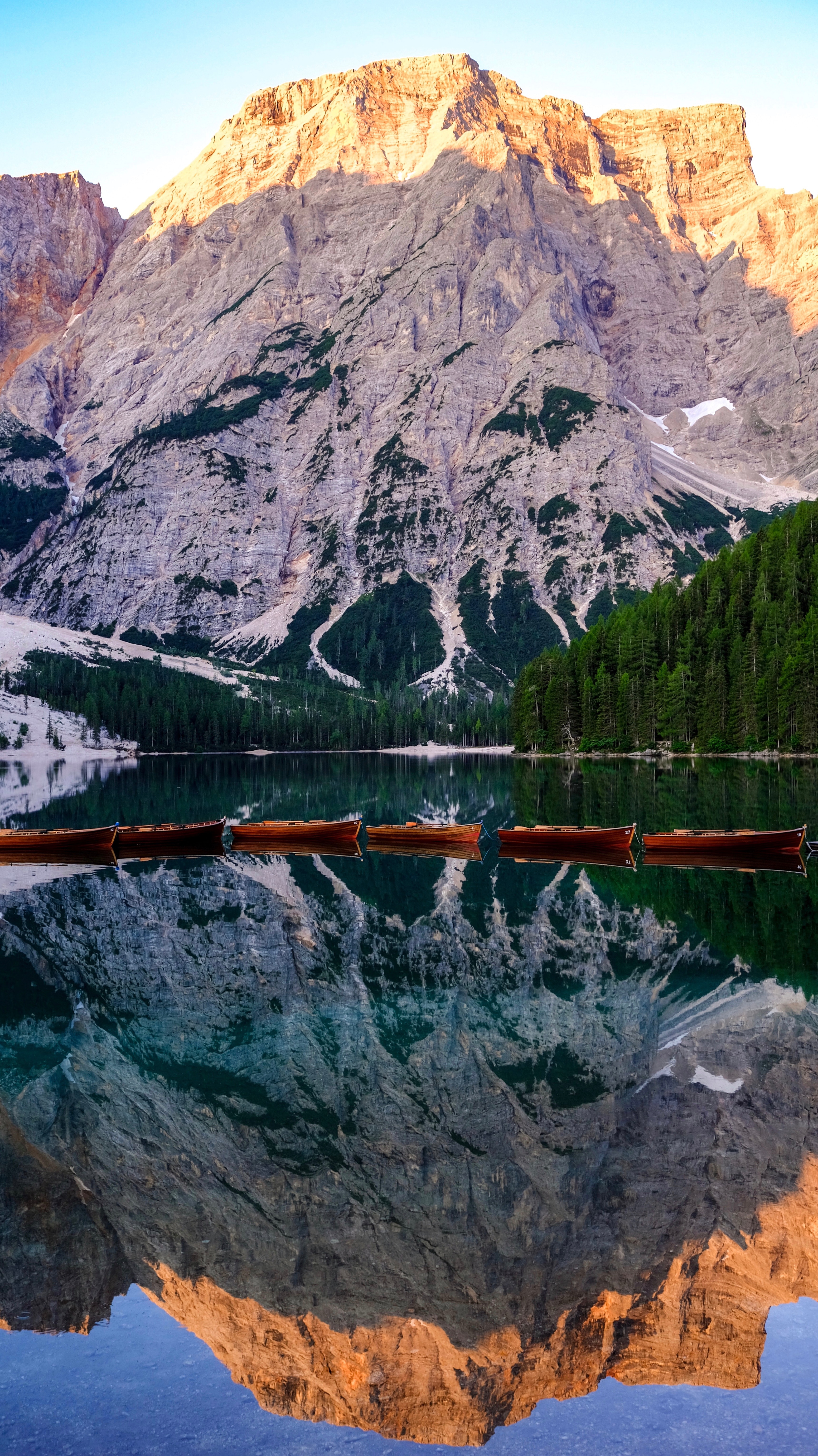 Free download wallpaper Nature, Reflection, Mountains, Boats, Landscape on your PC desktop