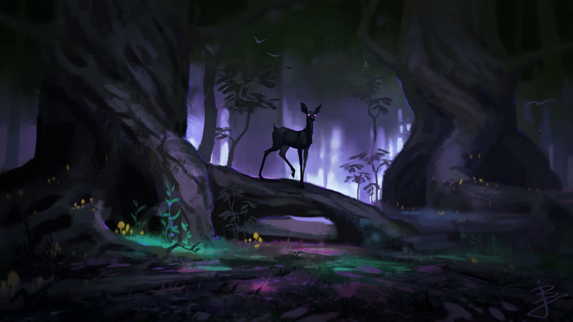 Laden Sie das Fantasie, Wald, Hirsch, Fantasietiere-Bild kostenlos auf Ihren PC-Desktop herunter