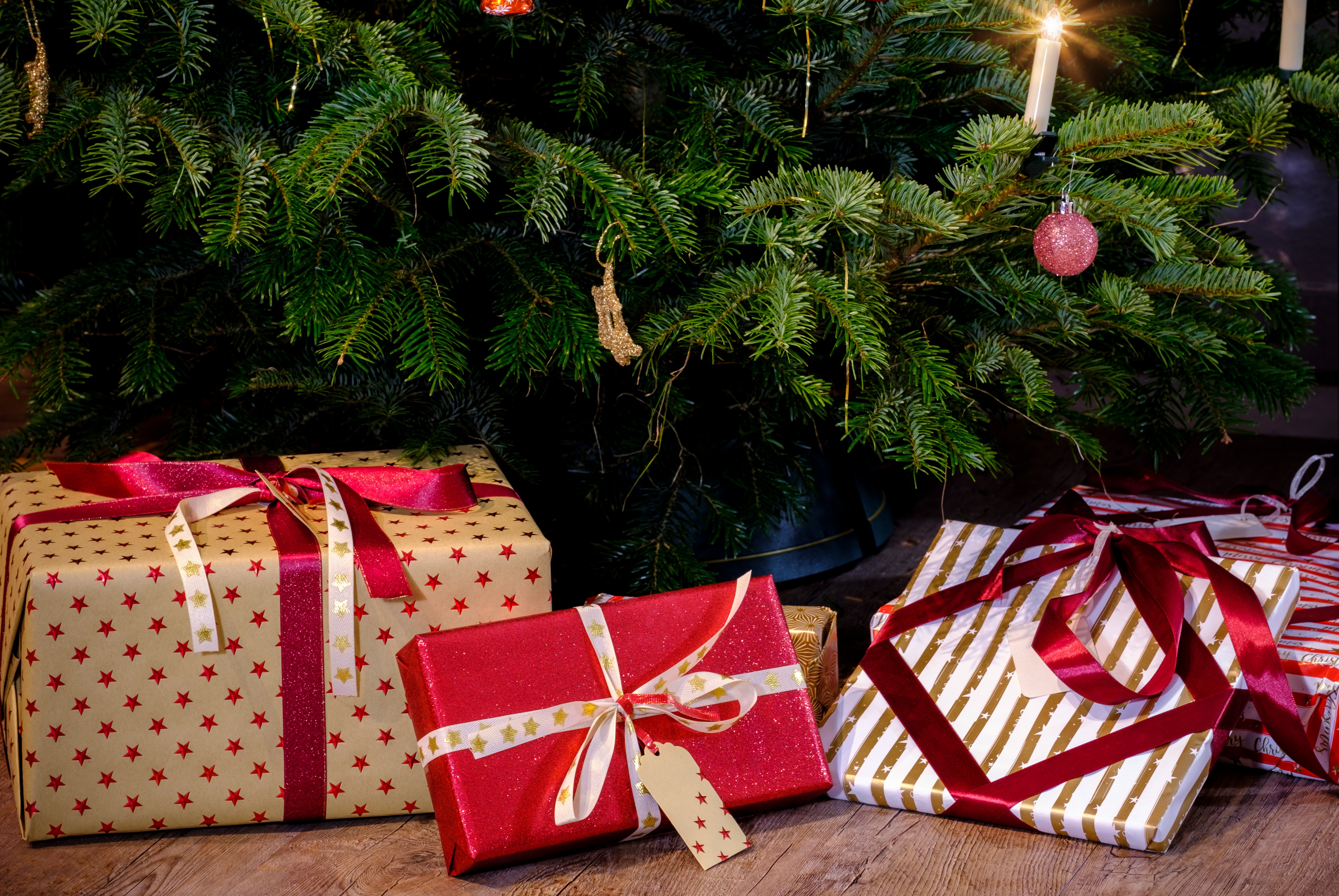 Скачать картинку Рождество, Коробка, Подарок, Рождественская Елка, Праздничные в телефон бесплатно.