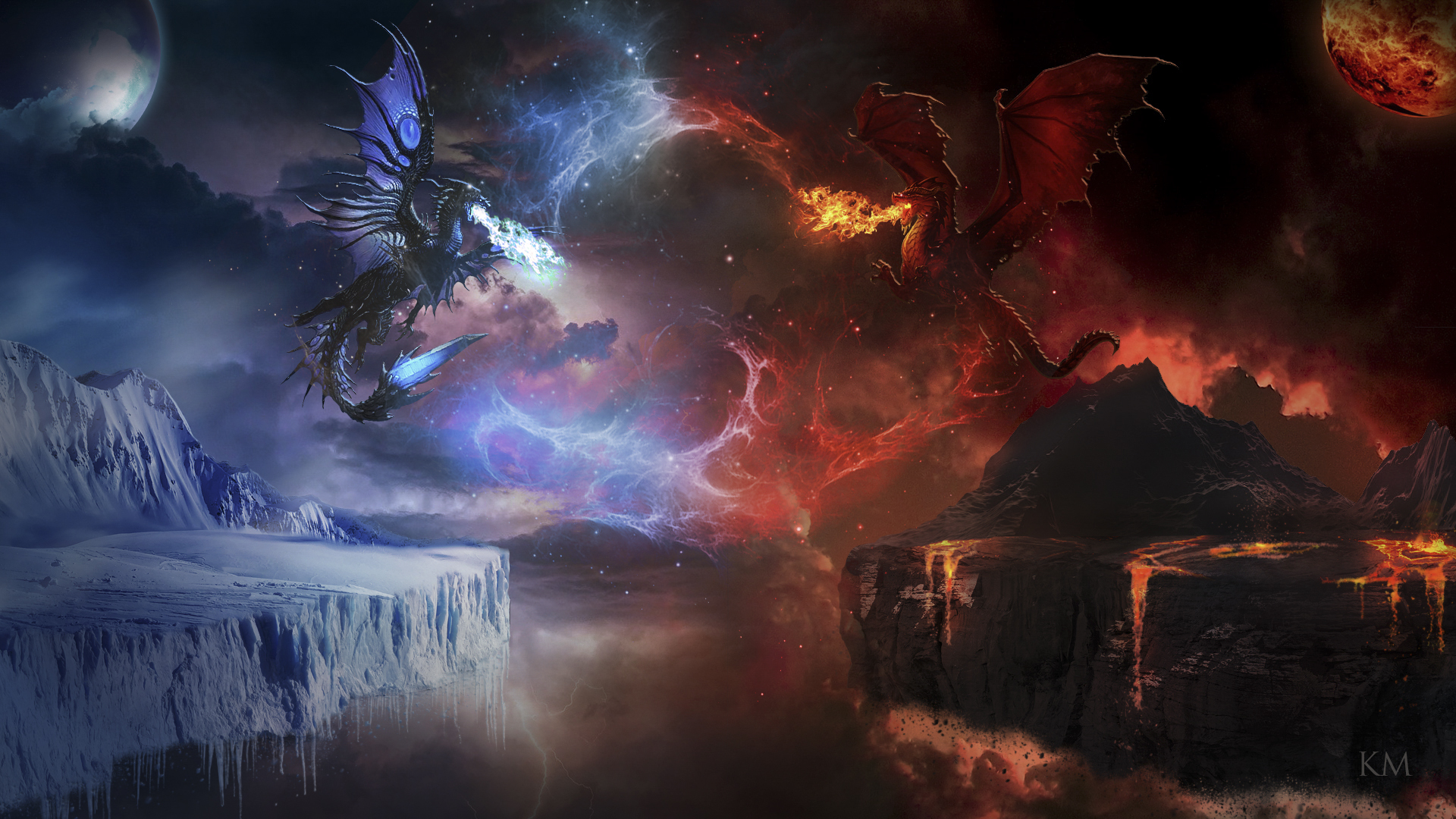 Download mobile wallpaper Fantasy, Sky, Dragon for free.