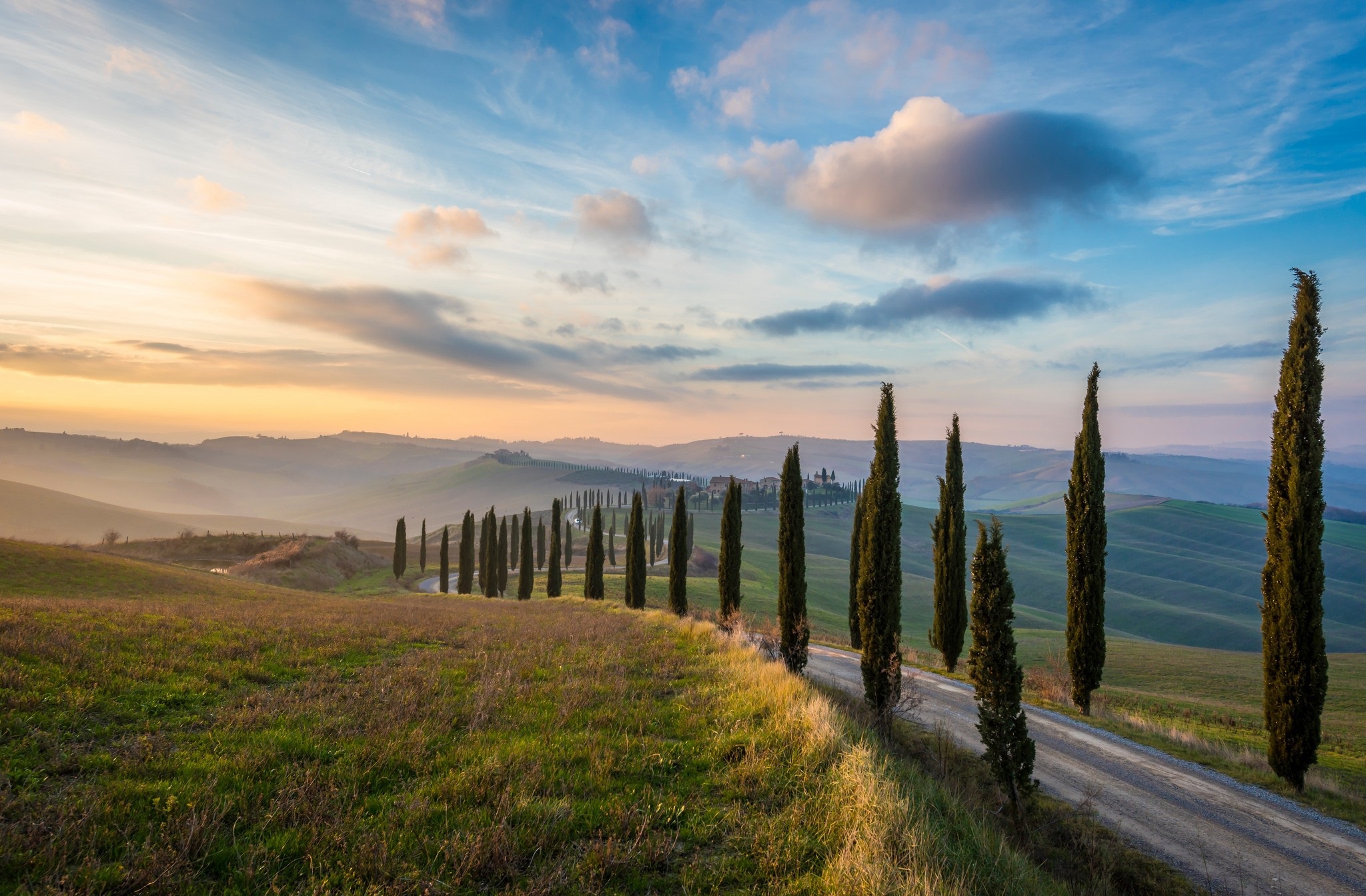 Download mobile wallpaper Landscape, Sky, Italy, Road, Photography, Tuscany for free.