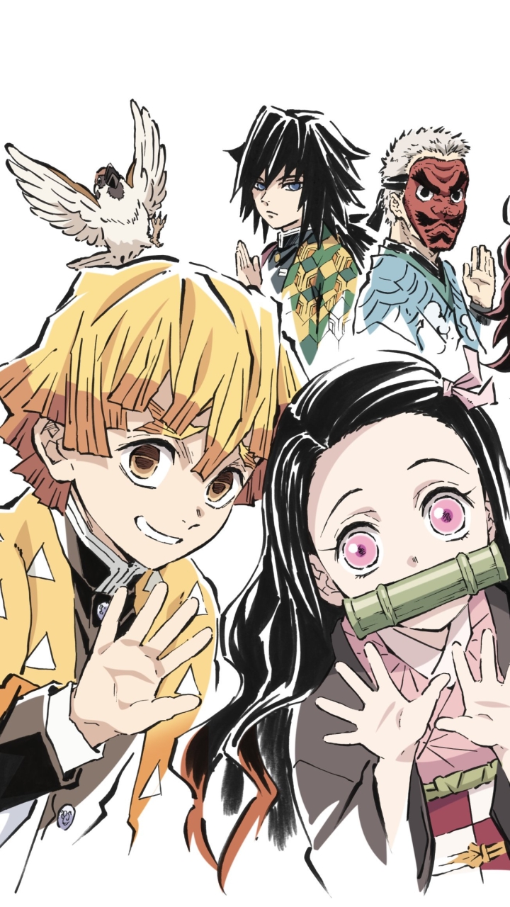 Download mobile wallpaper Anime, Nezuko Kamado, Demon Slayer: Kimetsu No Yaiba, Giyuu Tomioka, Sakonji Urokodaki, Zenitsu Agatsuma for free.