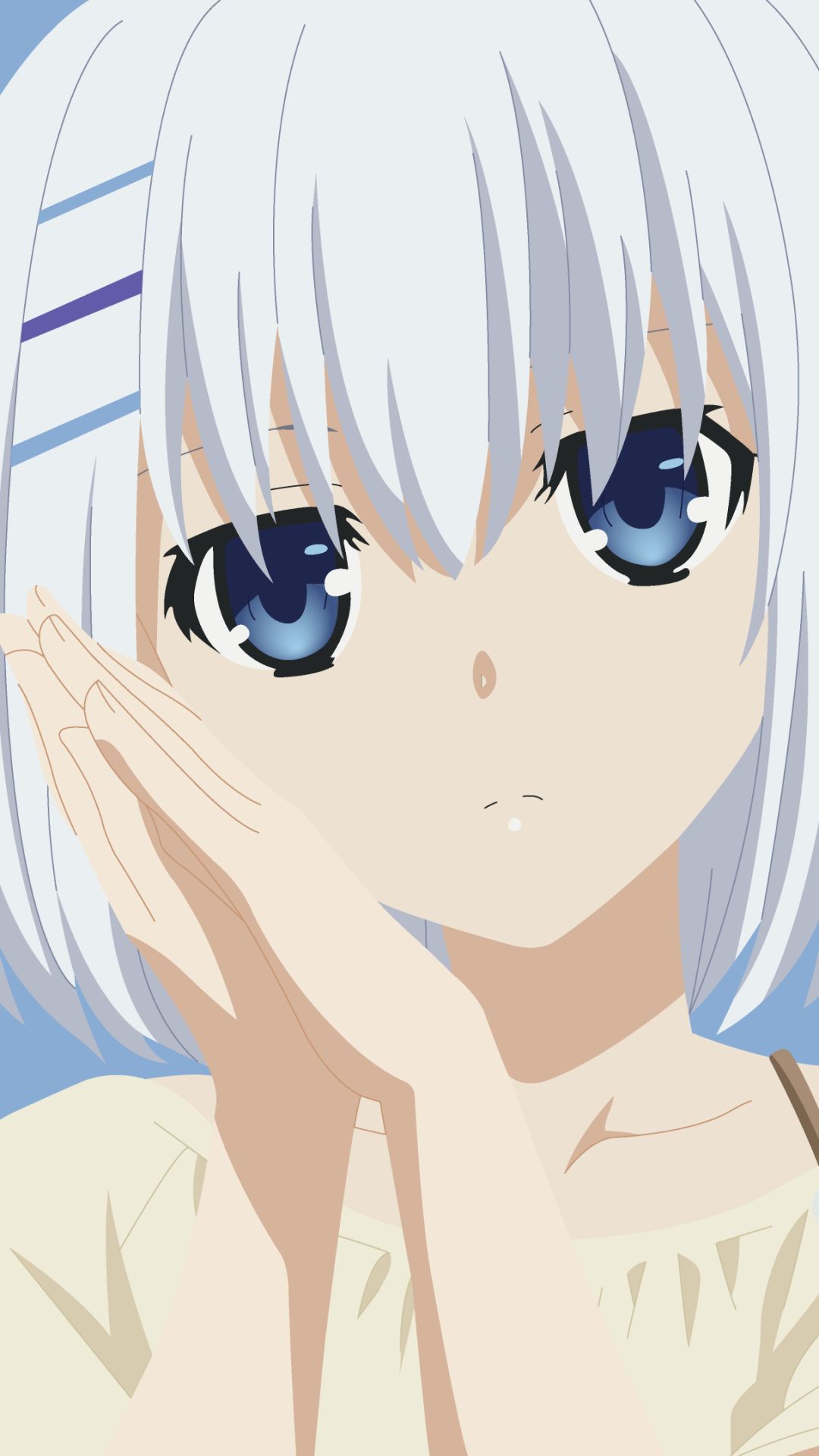 Handy-Wallpaper Gesicht, Blaue Augen, Animes, Kurzes Haar, Weißes Haar, Datum A Live, Origami Tobiichi kostenlos herunterladen.