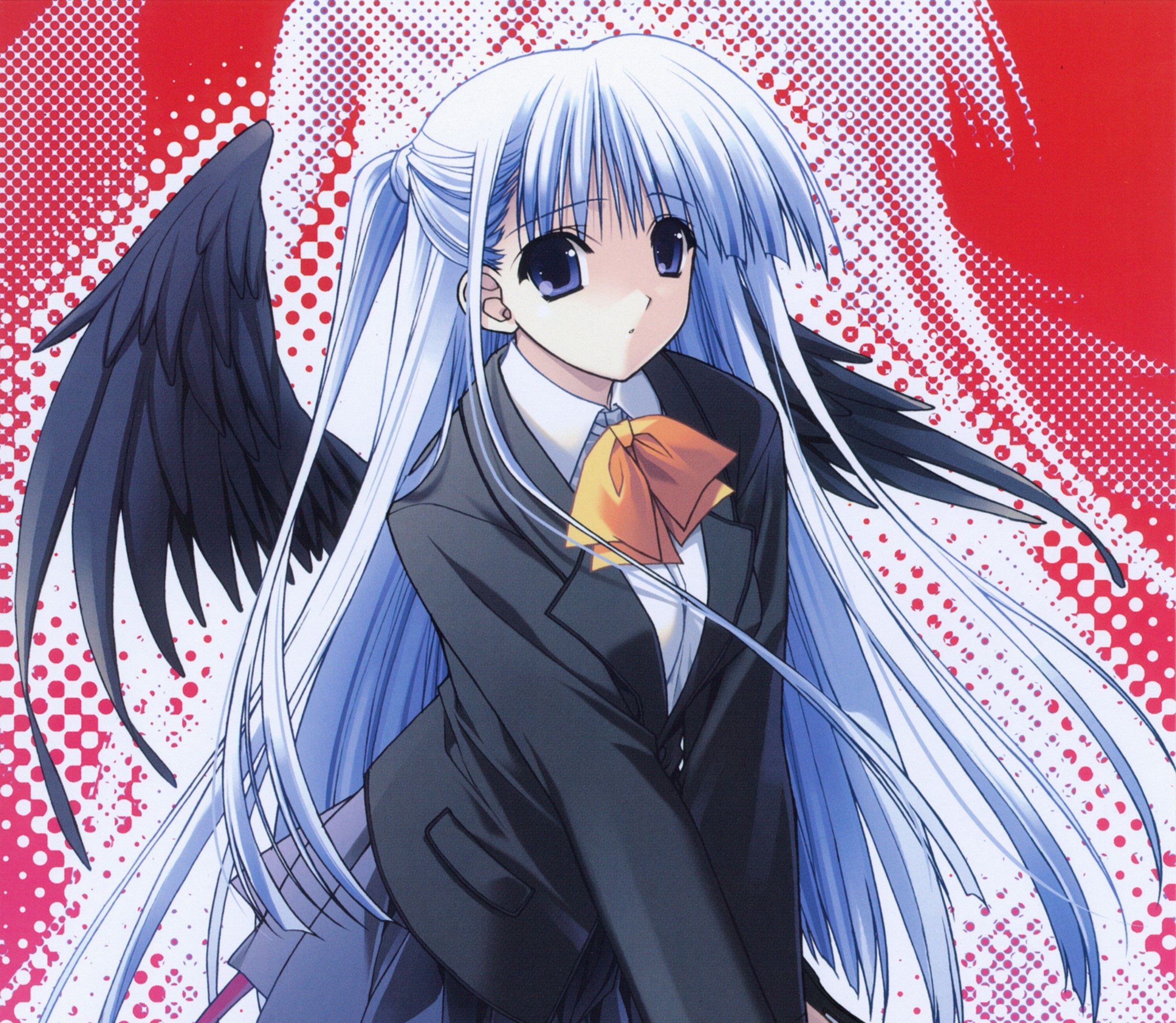 Free download wallpaper Anime, Wings, Ribbon, Blue Eyes, Original, Blue Hair, Long Hair on your PC desktop