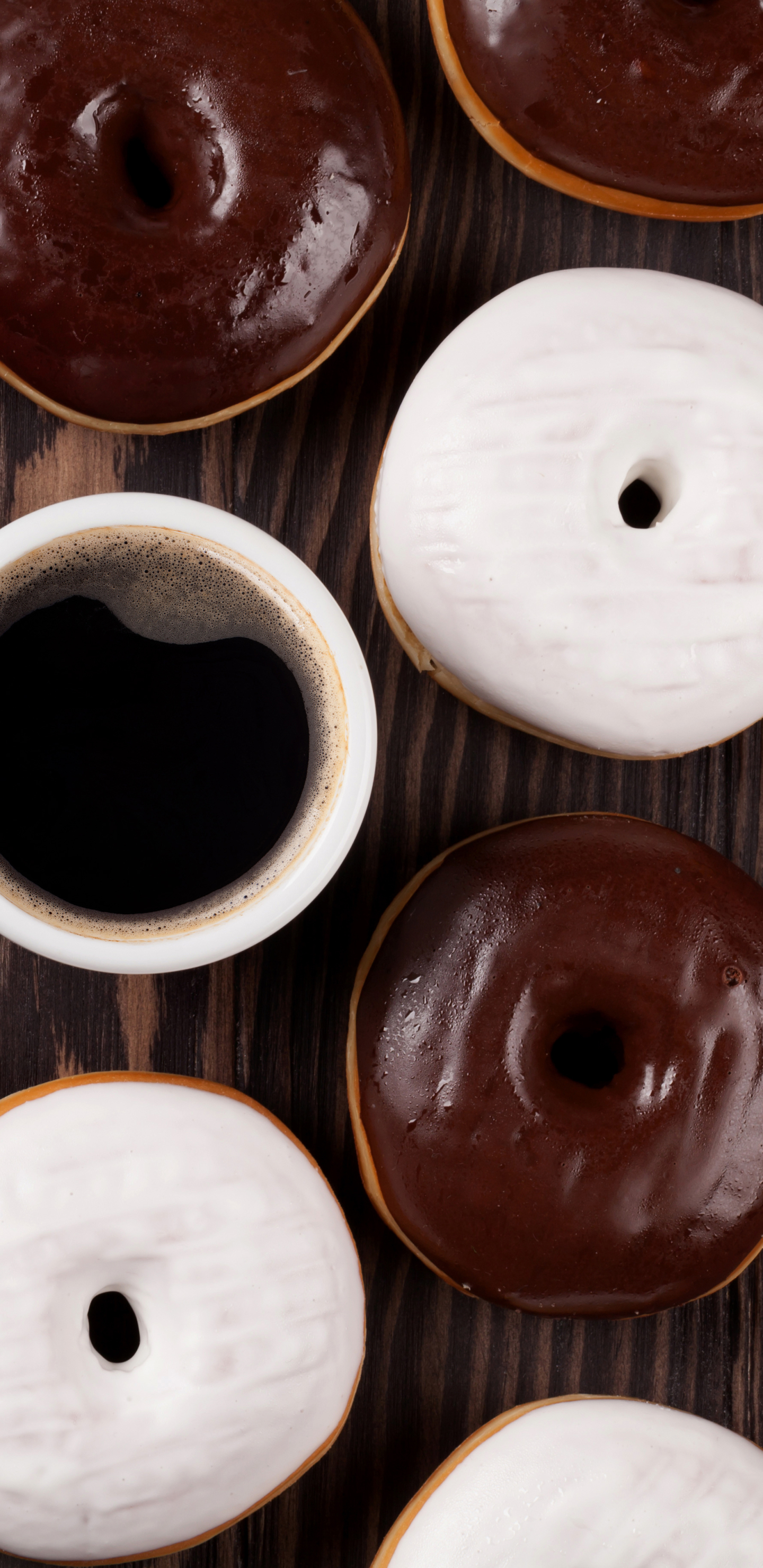 Download mobile wallpaper Food, Coffee, Cup, Sweets, Doughnut for free.