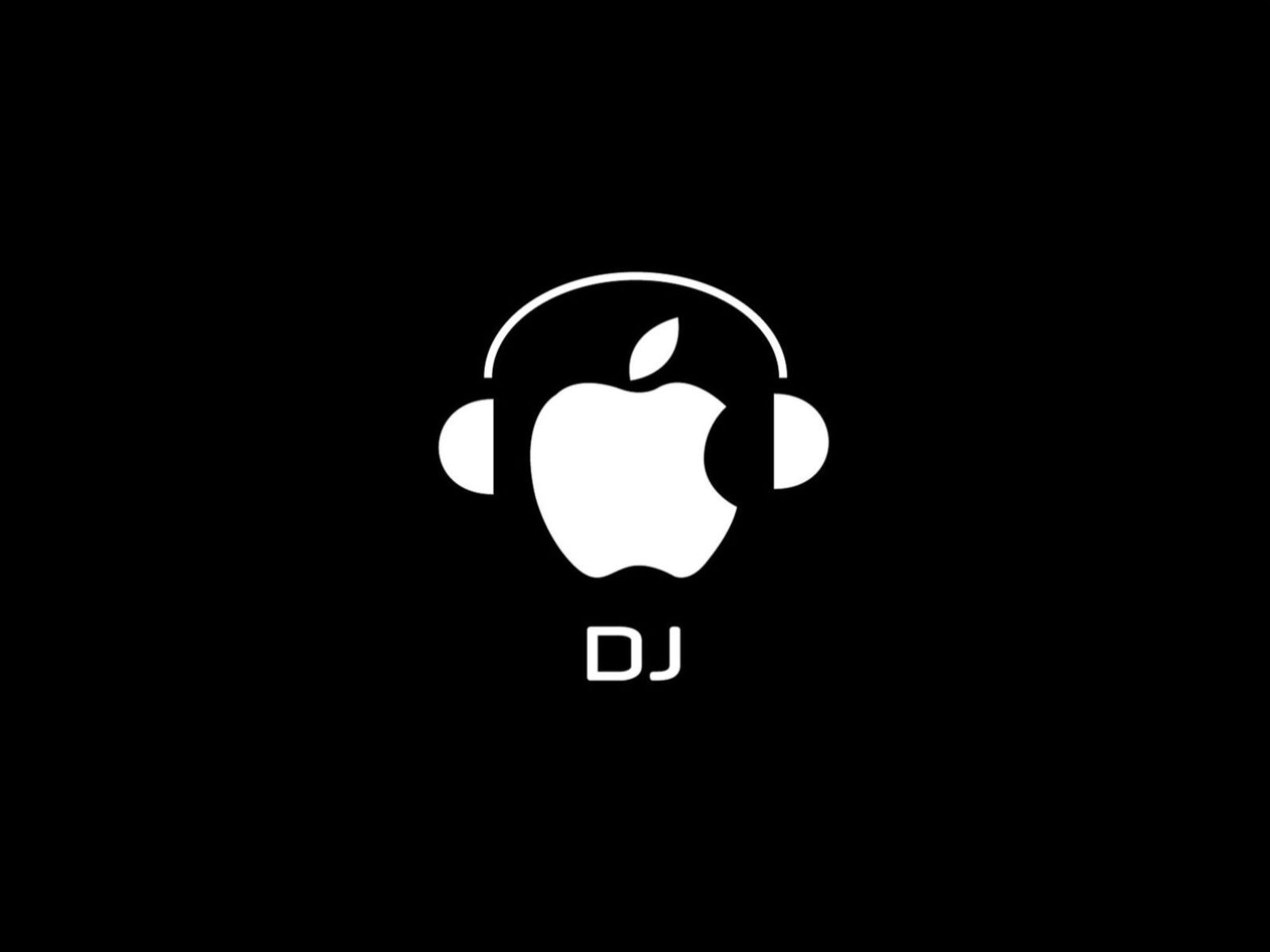 Full HD apple, music, brands, logos, black