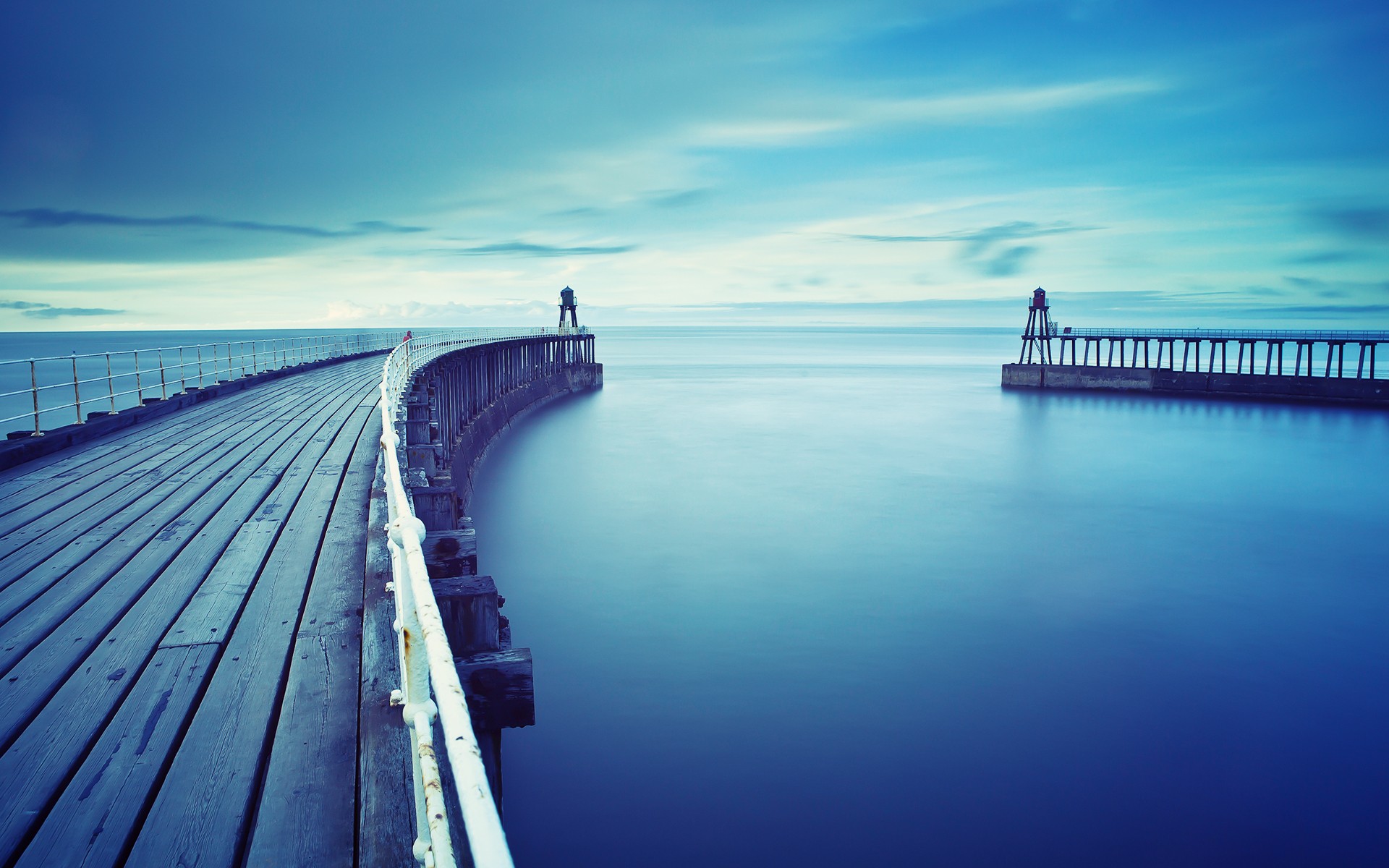 Download mobile wallpaper Horizon, Pier, Ocean, Man Made for free.