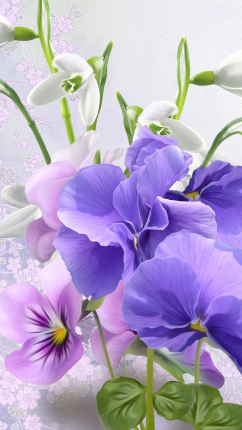 Download mobile wallpaper Flowers, Flower, Butterfly, Artistic, Purple Flower, Pansy for free.