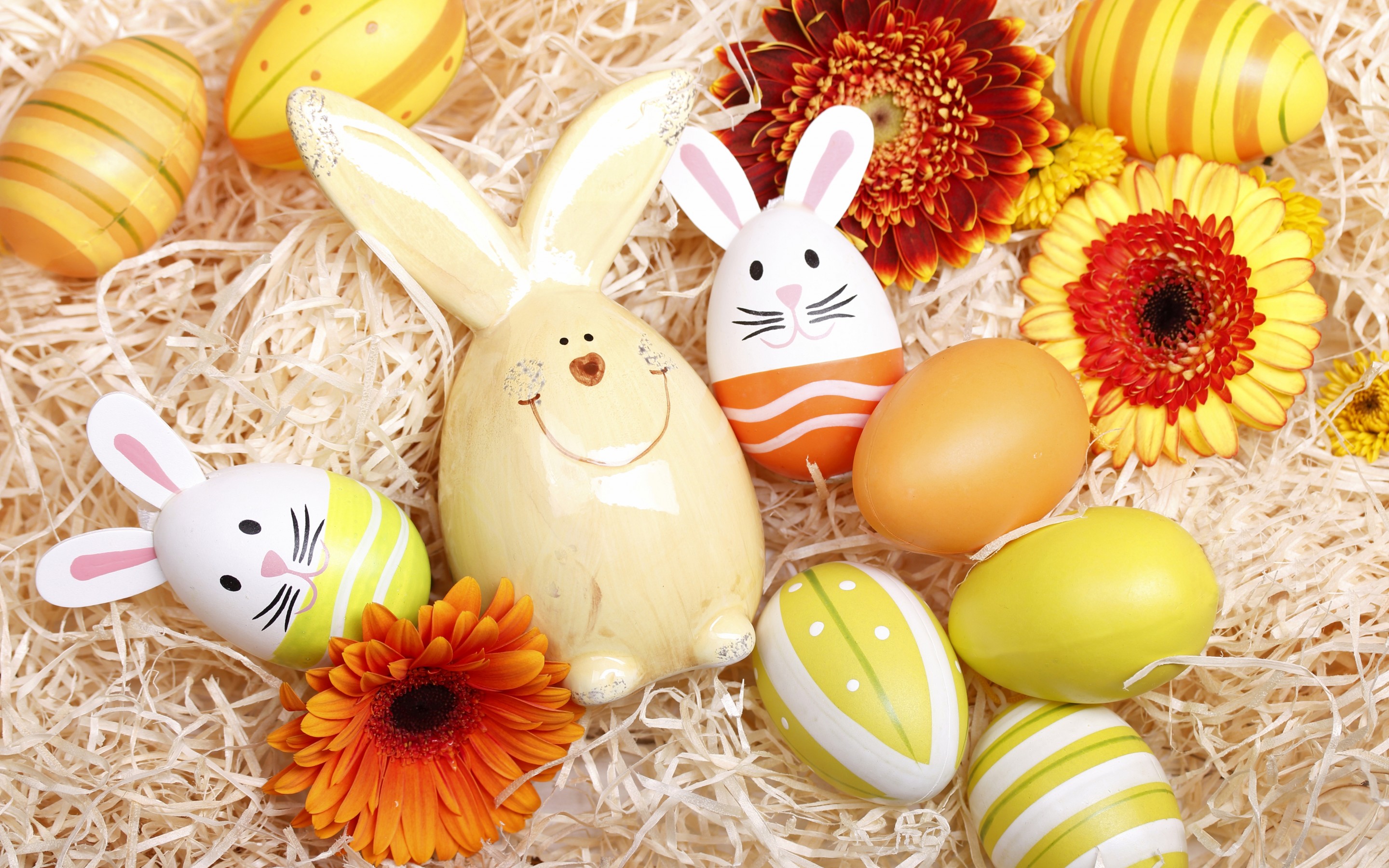 Download mobile wallpaper Easter, Flower, Holiday, Egg, Bunny for free.