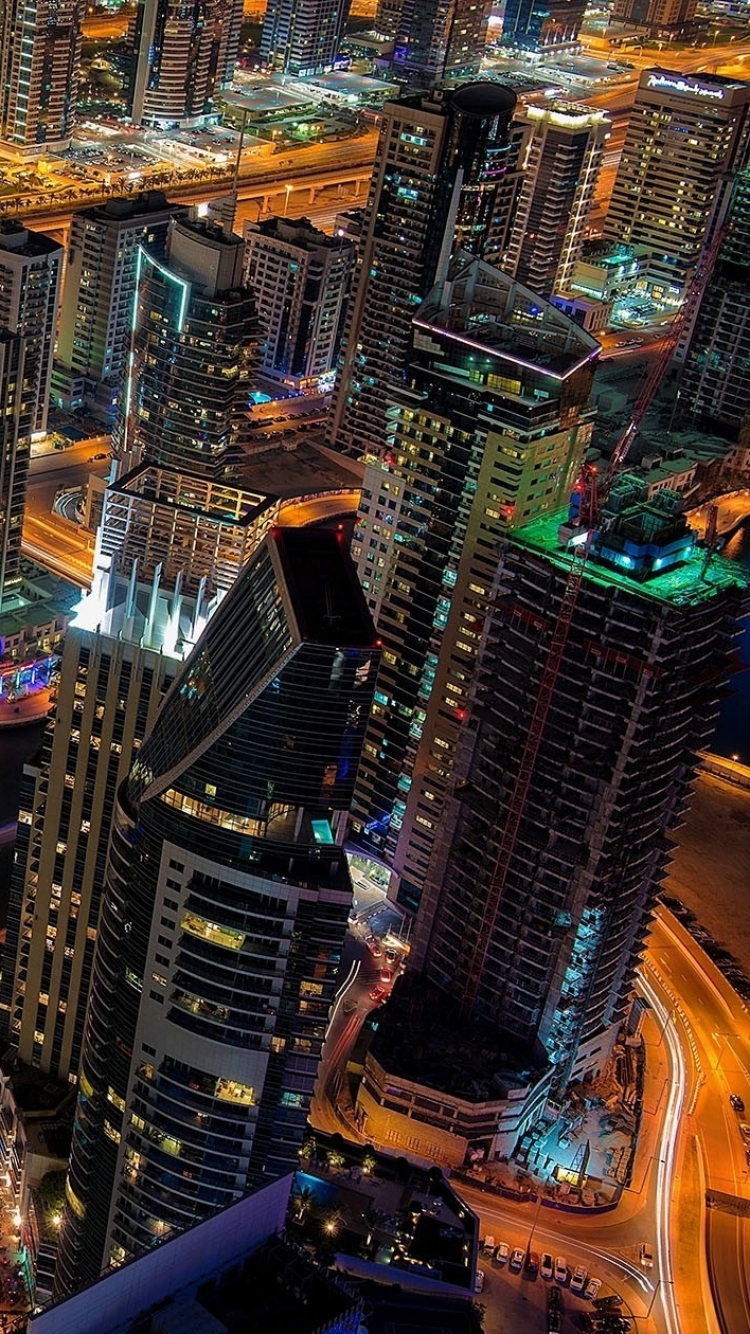 Скачать картинку Города, Ночь, Дубай, Объединенные Арабские Эмираты, Объединённые Арабские Эмираты, Сделано Человеком в телефон бесплатно.