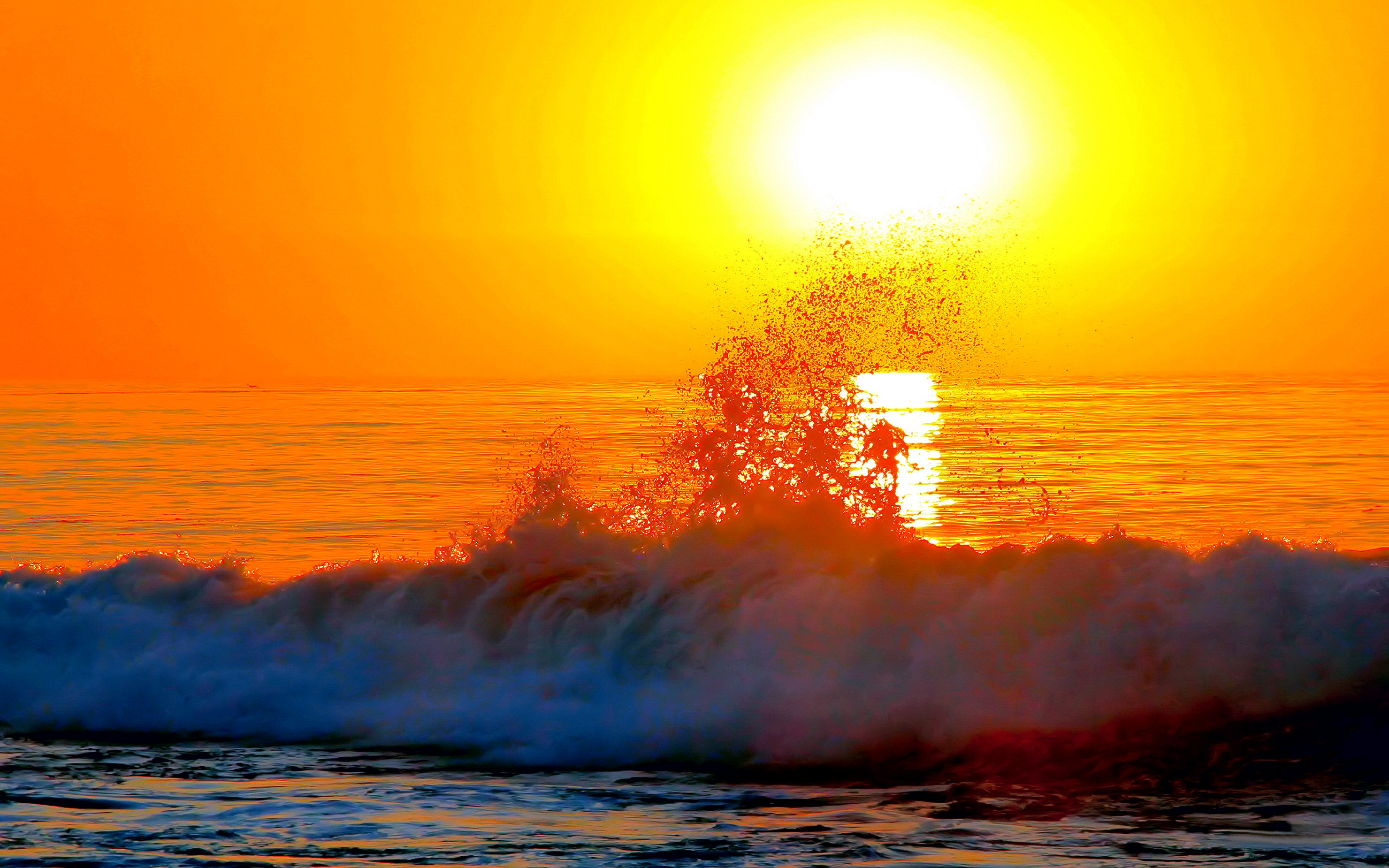 Free download wallpaper Sunset, Sea, Horizon, Earth, Wave, Sunny on your PC desktop