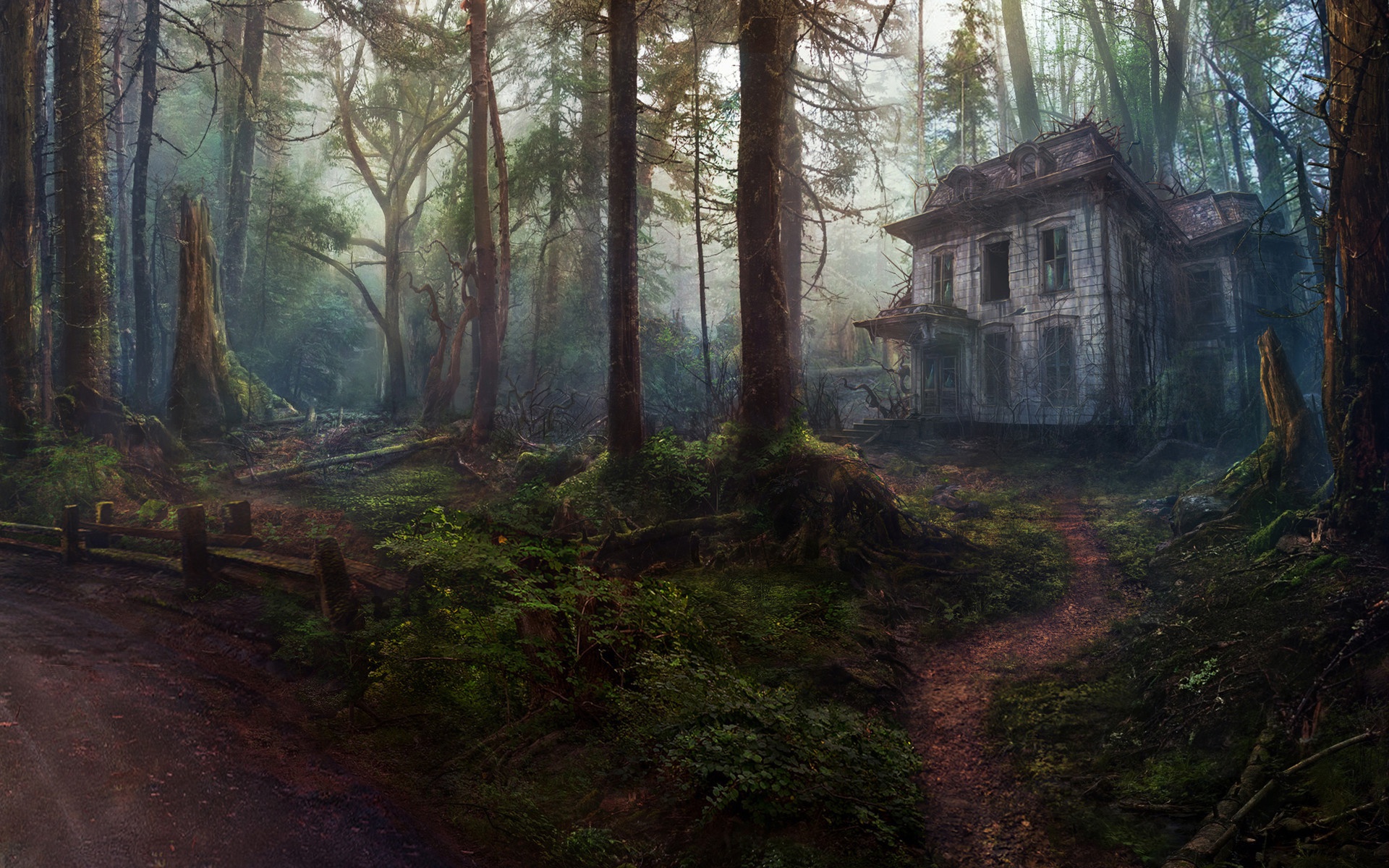 Download mobile wallpaper Fantasy, Forest, House, Old, Abandoned for free.