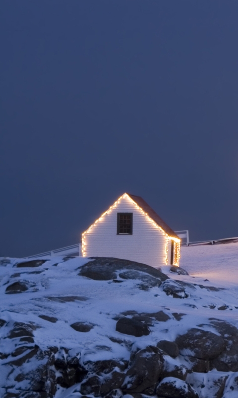 Download mobile wallpaper Winter, Snow, Christmas, Holiday, Lighthouse, Christmas Lights for free.
