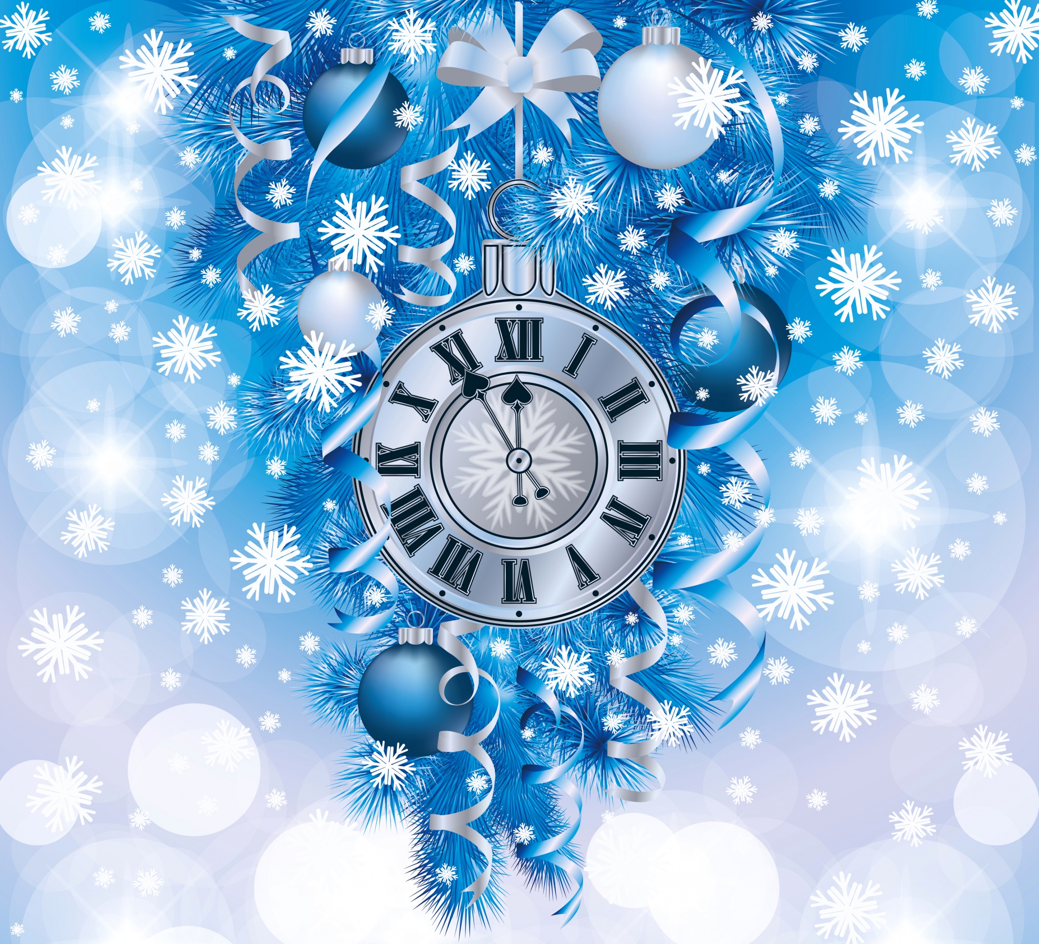 Free download wallpaper New Year, Clock, Christmas, Holiday, Christmas Ornaments on your PC desktop