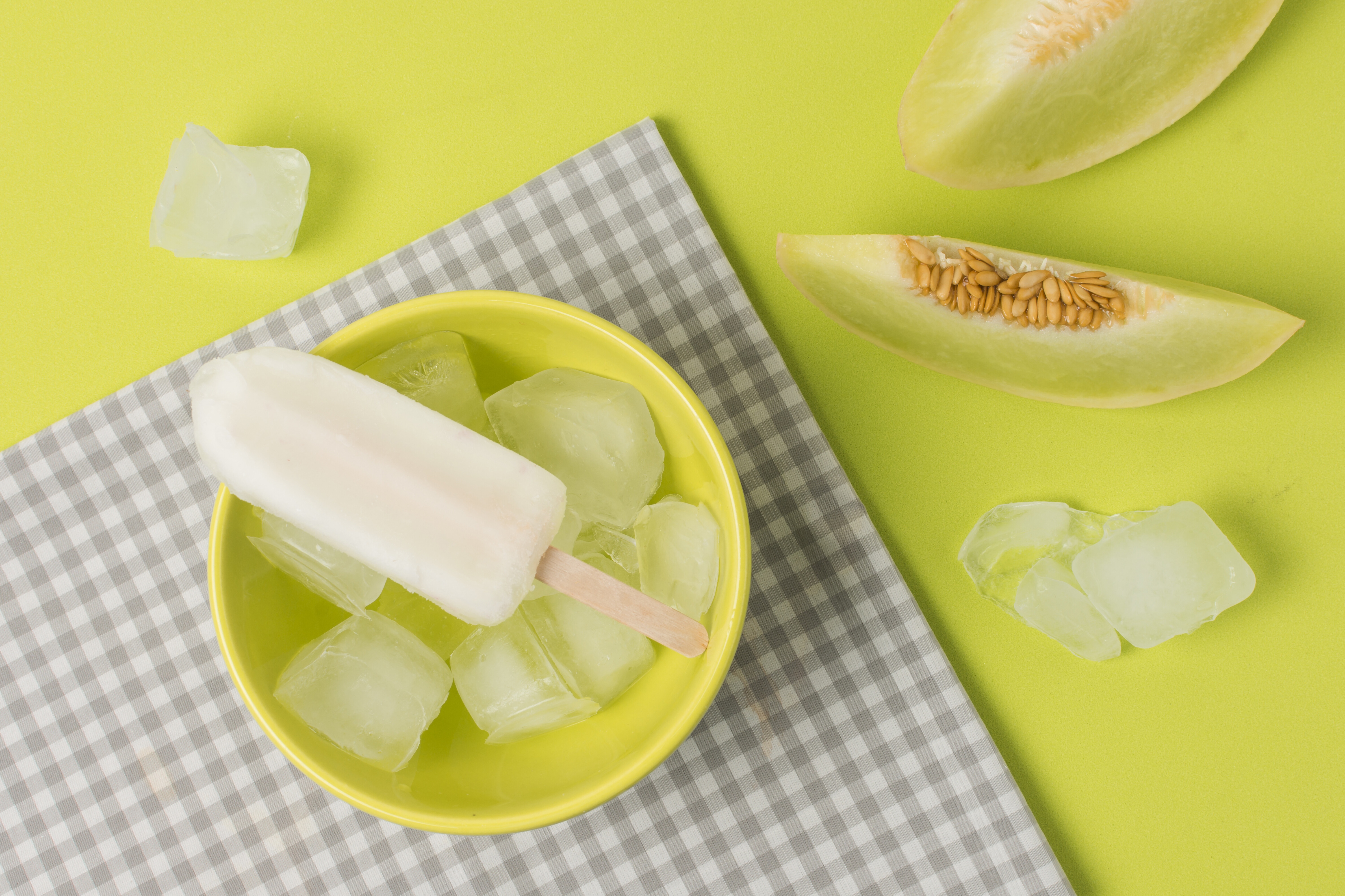 Download mobile wallpaper Food, Ice Cream, Still Life, Melon, Ice Cube for free.
