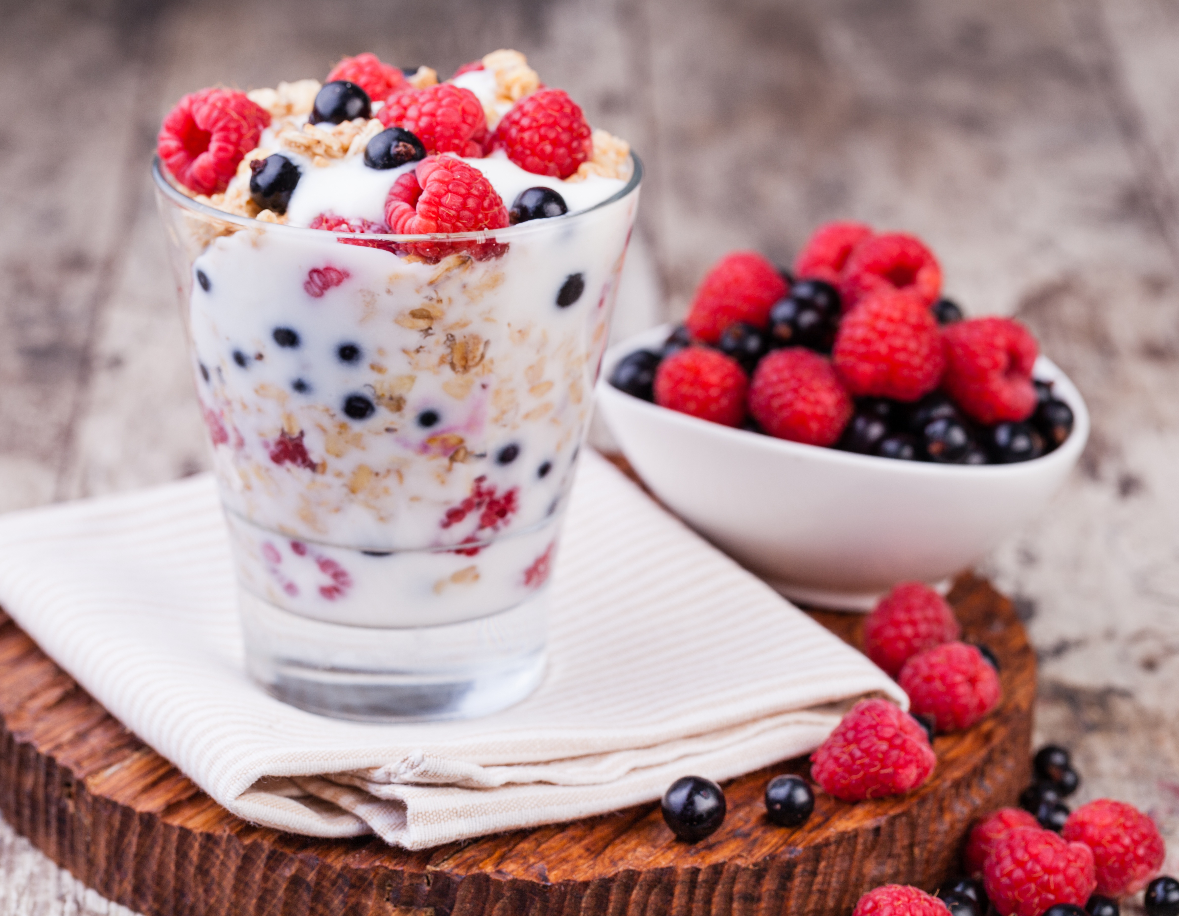 Download mobile wallpaper Food, Blueberry, Raspberry, Still Life, Berry, Fruit, Muesli, Breakfast, Milk for free.