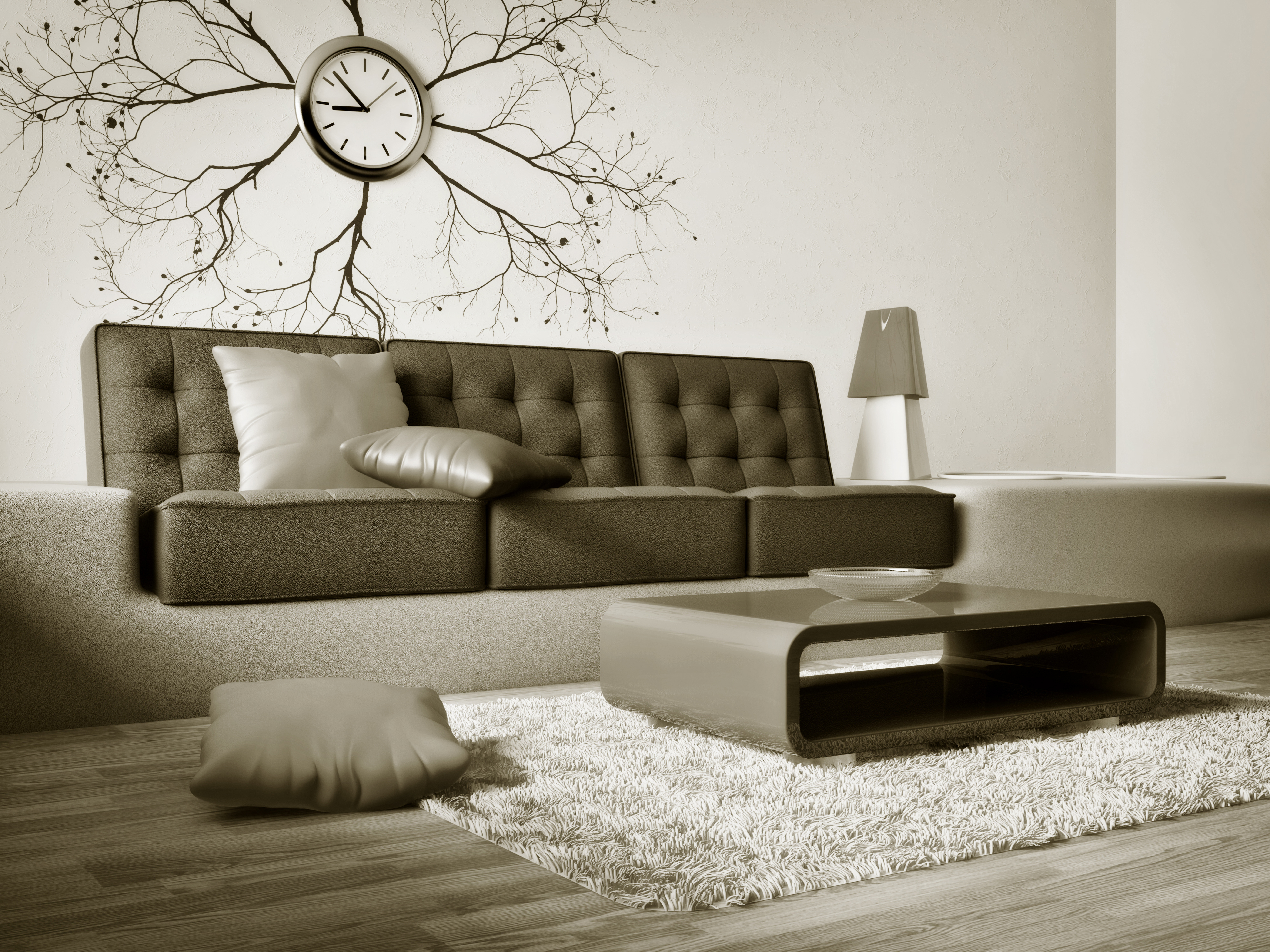 Download mobile wallpaper Clock, Room, Sofa, Furniture, Living Room, Man Made for free.