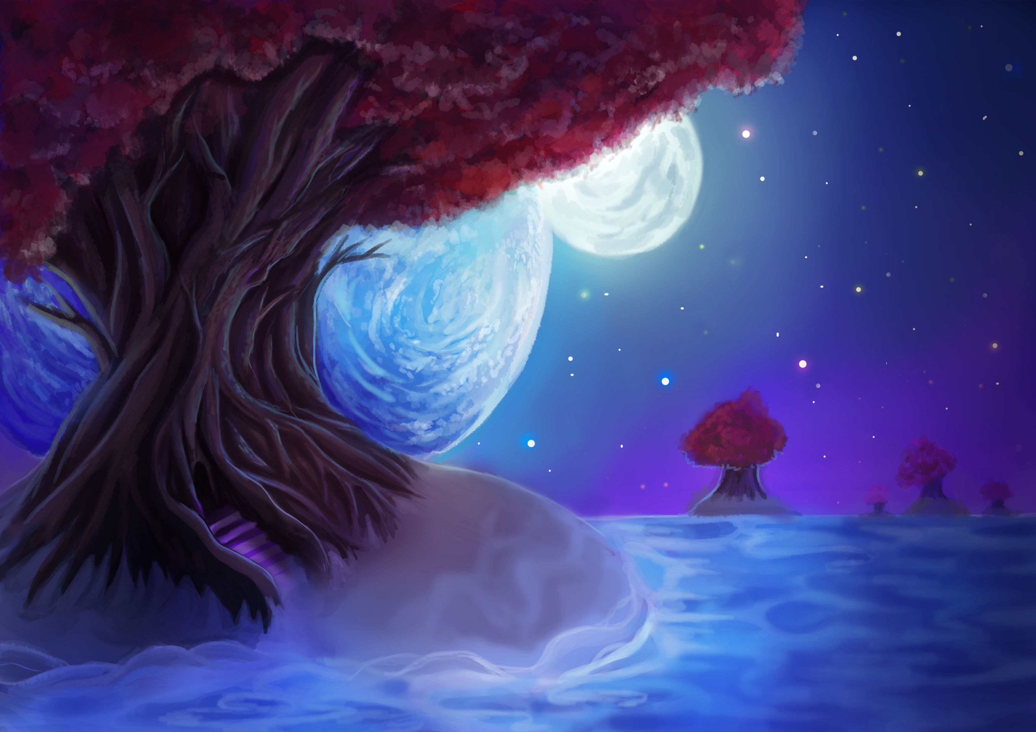 Free download wallpaper Landscape, Fantasy, Tree, Artistic on your PC desktop