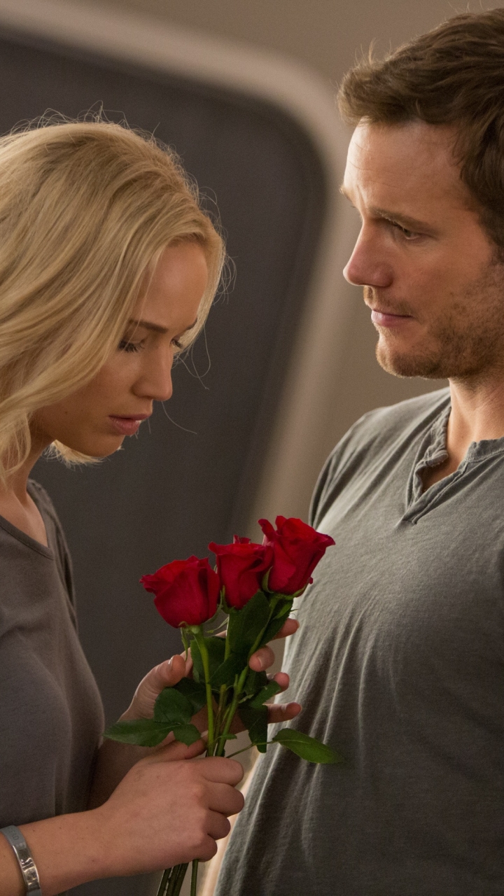 Download mobile wallpaper Red Rose, Movie, Jennifer Lawrence, Chris Pratt, Passengers (Movie), Passengers for free.