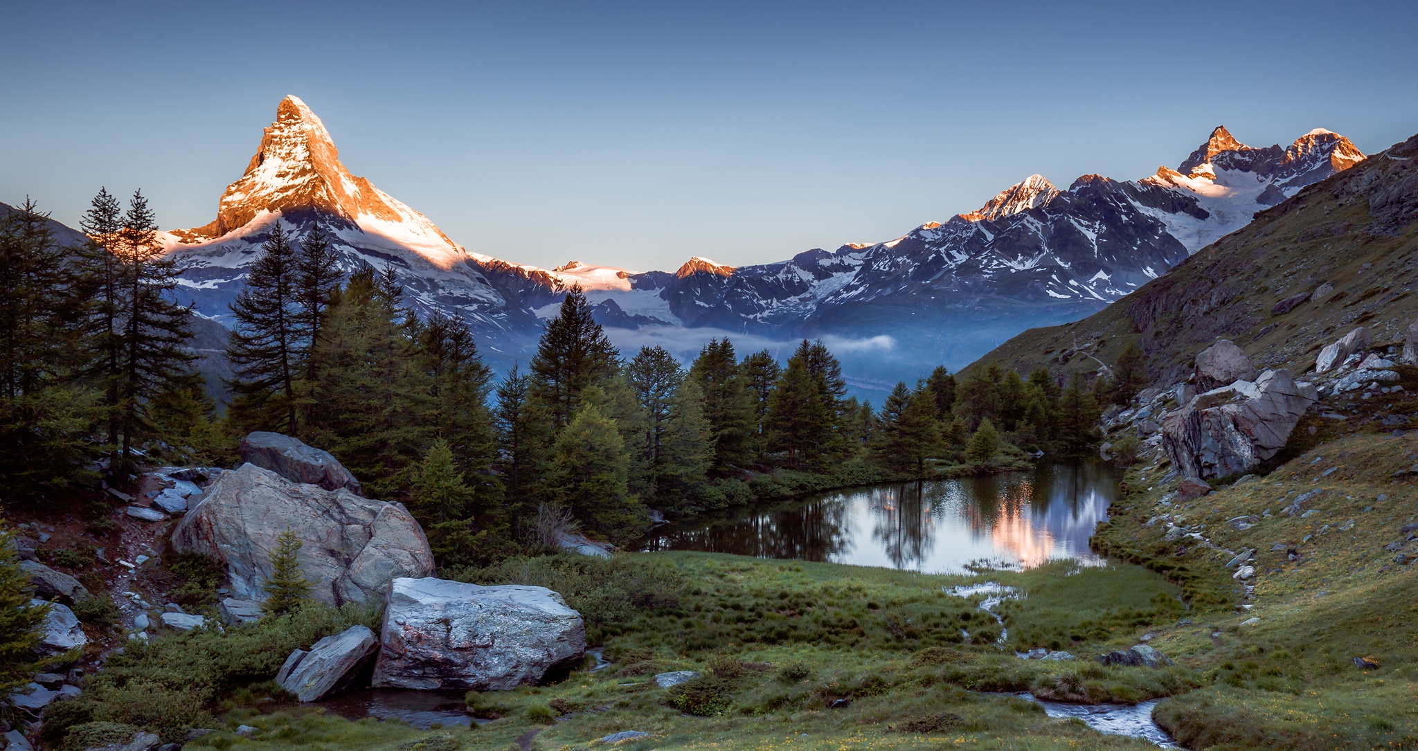 Free download wallpaper Landscape, Nature, Mountain, Peak, Lake, Tree, Earth on your PC desktop