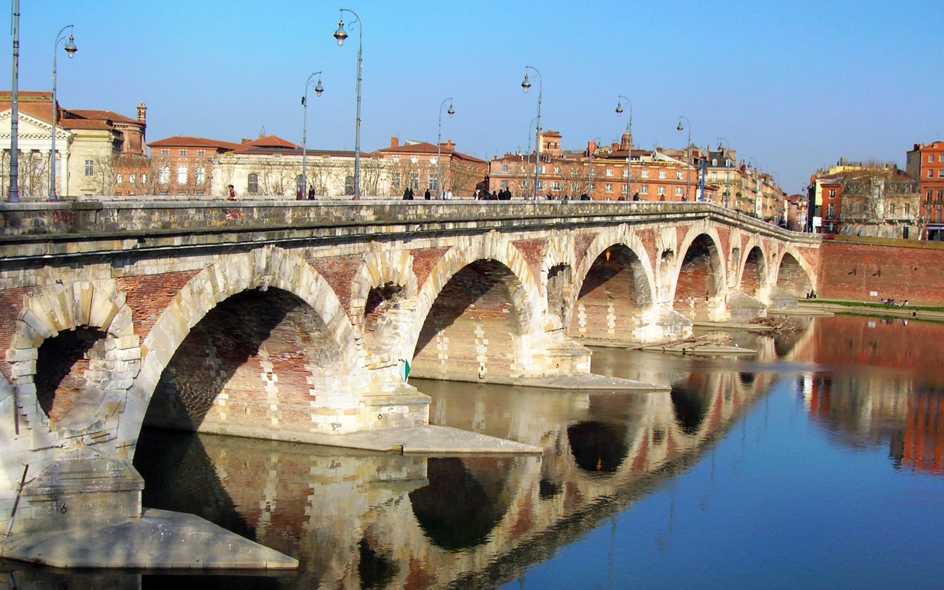Laden Sie das Brücken, Menschengemacht, Pont Neuf Toulouse-Bild kostenlos auf Ihren PC-Desktop herunter
