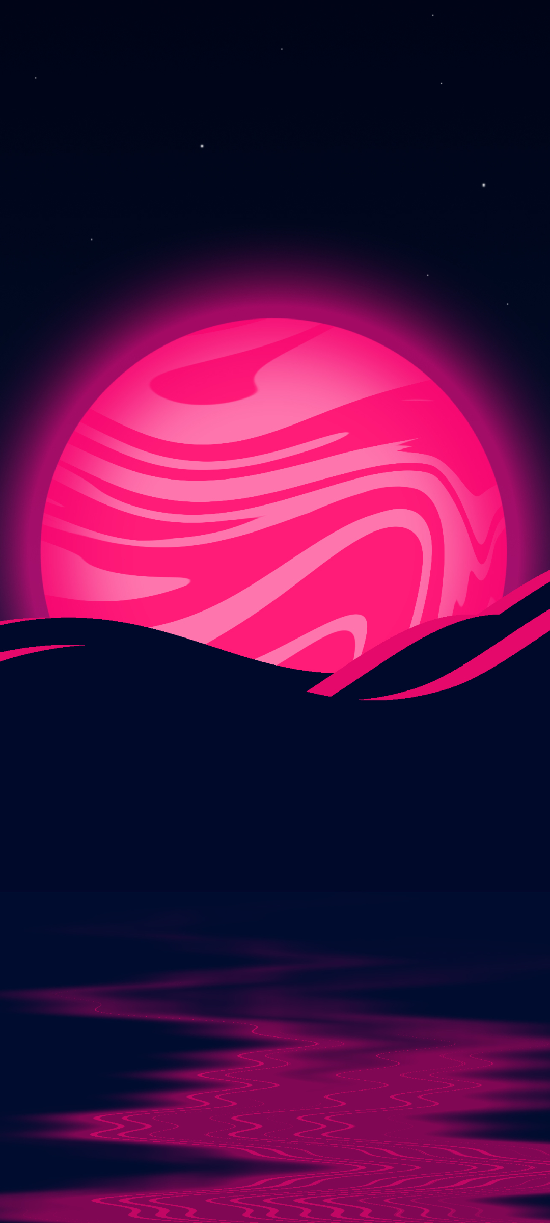 Download mobile wallpaper Landscape, Pink, Moon, Artistic for free.