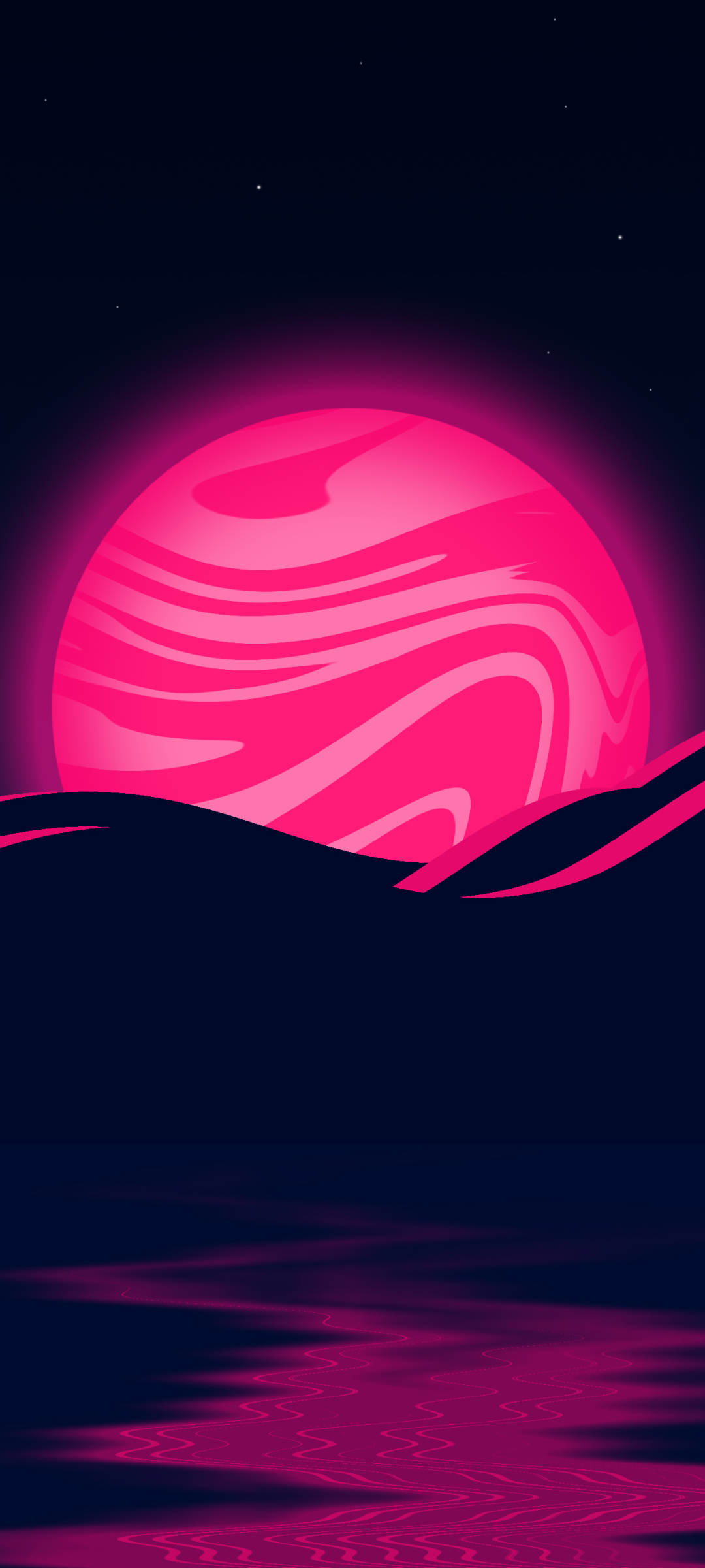 Handy-Wallpaper Landschaft, Rosa, Mond, Künstlerisch kostenlos herunterladen.