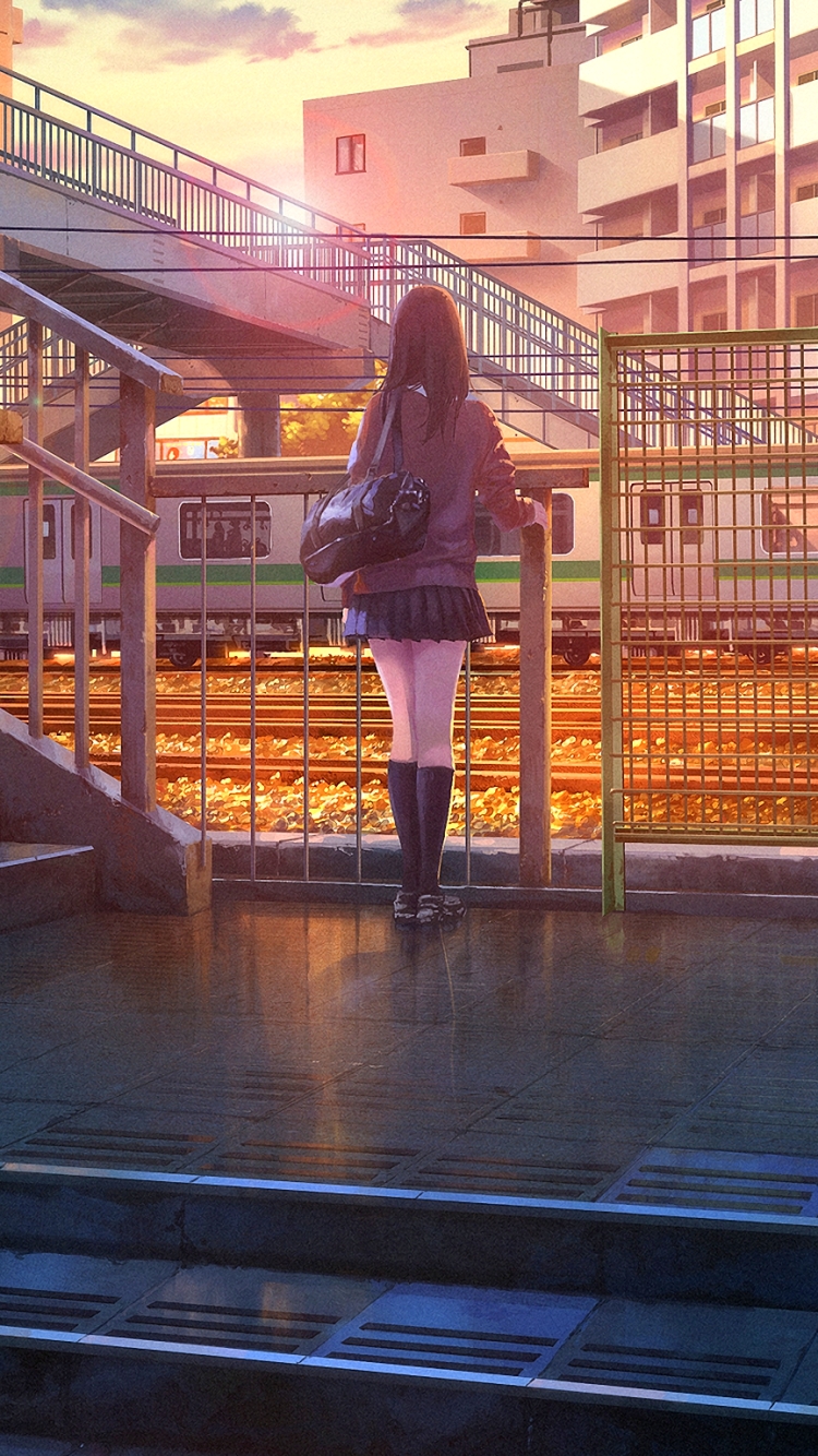 Download mobile wallpaper Anime, Train Station for free.