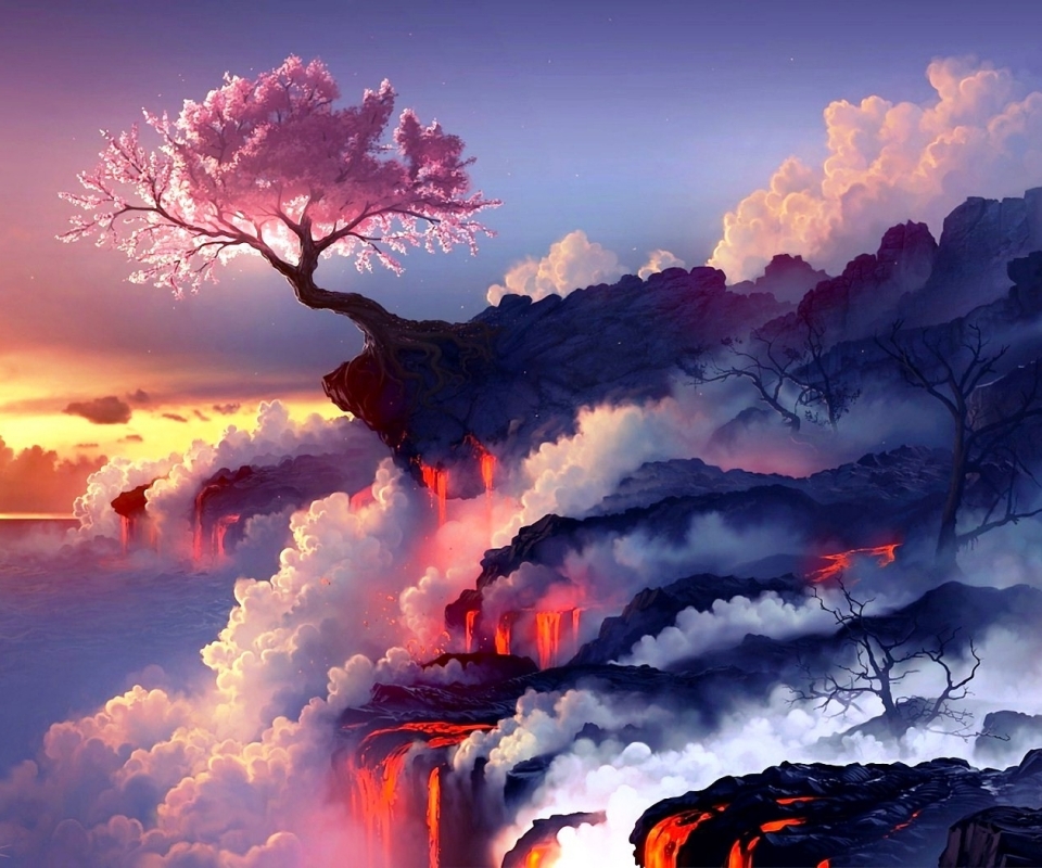 Free download wallpaper Anime, Landscape, Sakura, Magic: The Gathering, Sakura Blossom on your PC desktop