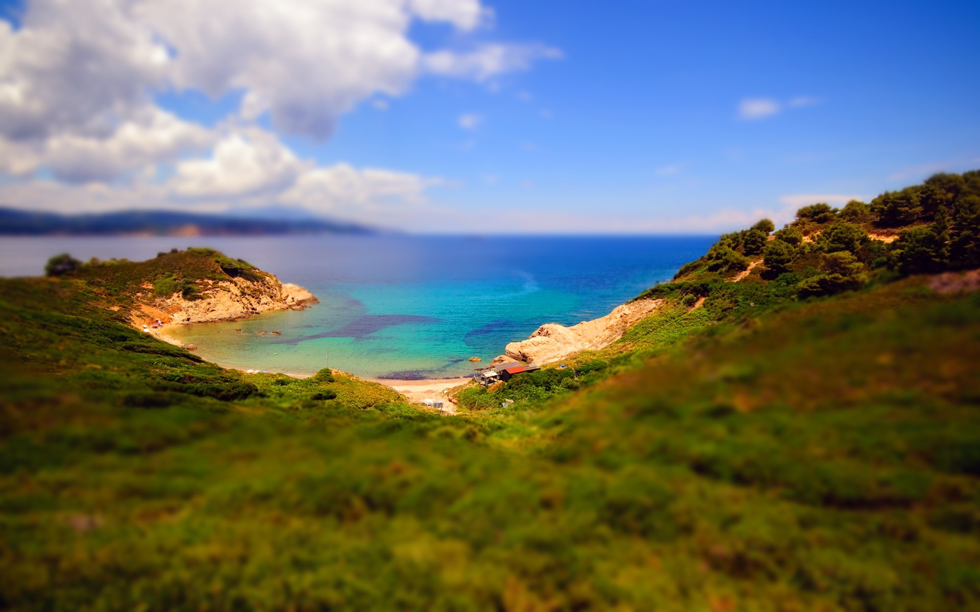 Free download wallpaper Ocean, Cloud, Photography, Tilt Shift on your PC desktop