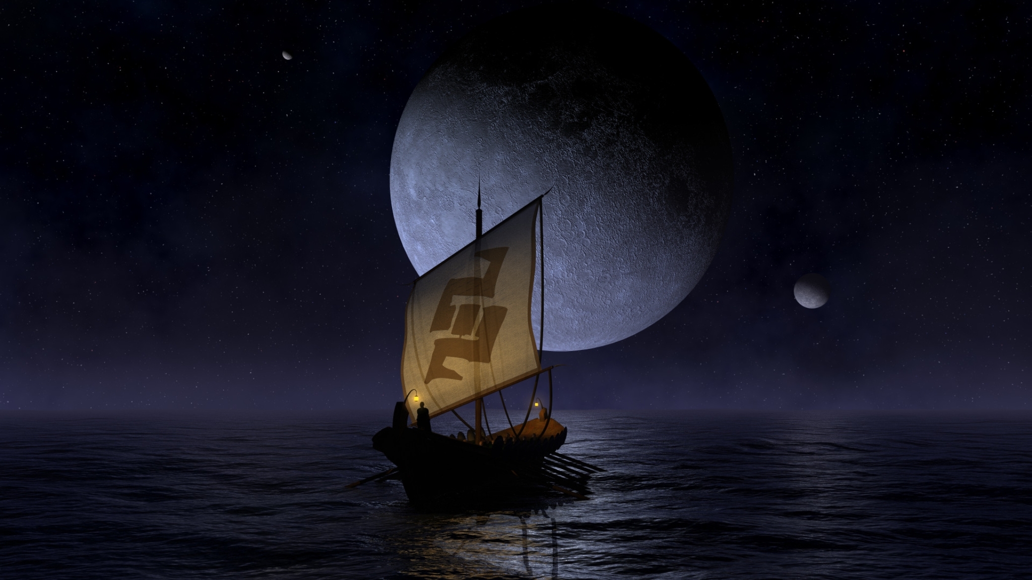 Laden Sie das Fantasie, Ozean, Boot, Planet, Segelboot, Schiff, Vikinger-Bild kostenlos auf Ihren PC-Desktop herunter